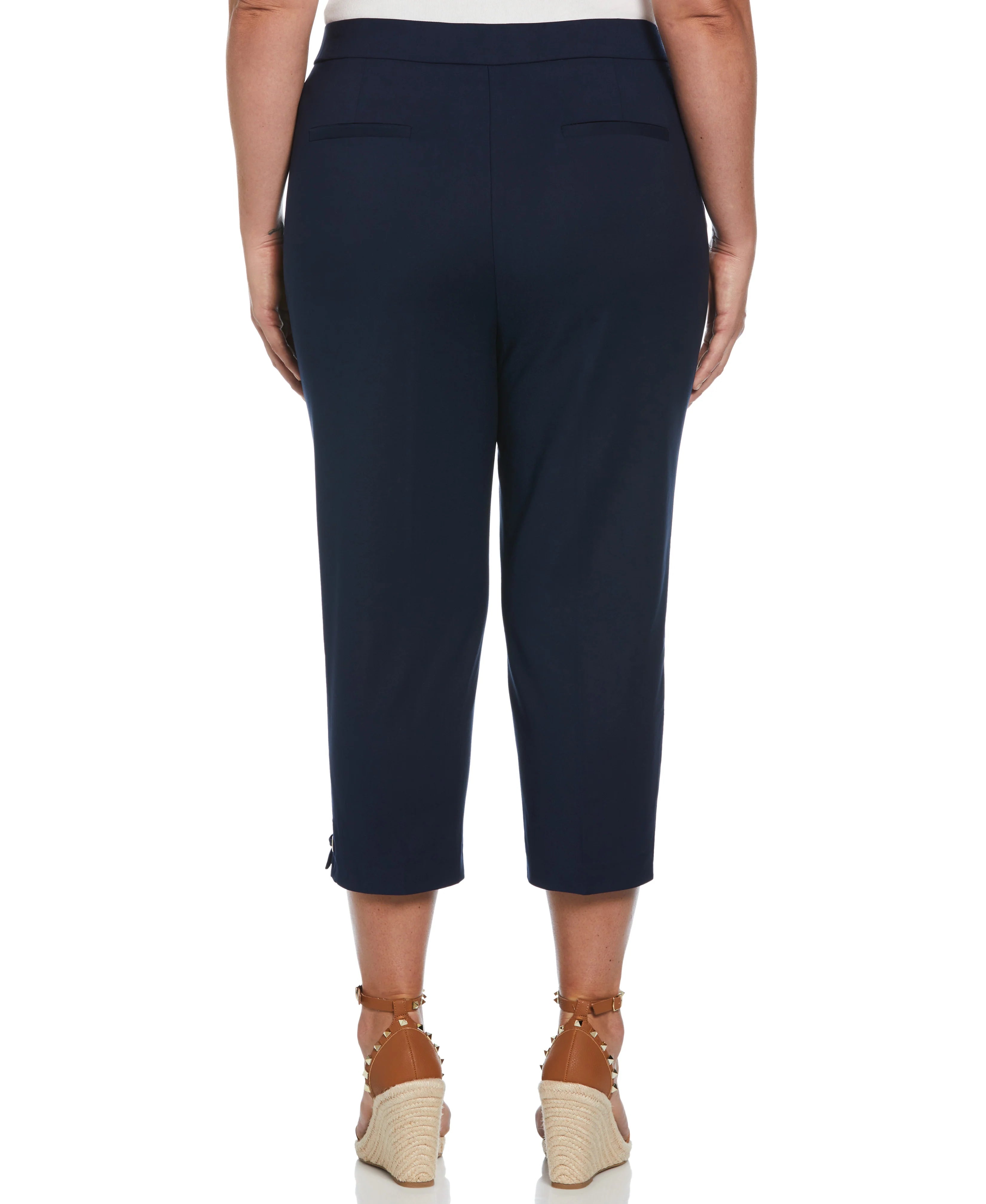 Satin Twill Capri With Grommets