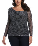 Printed Asymmetrical Mesh Top