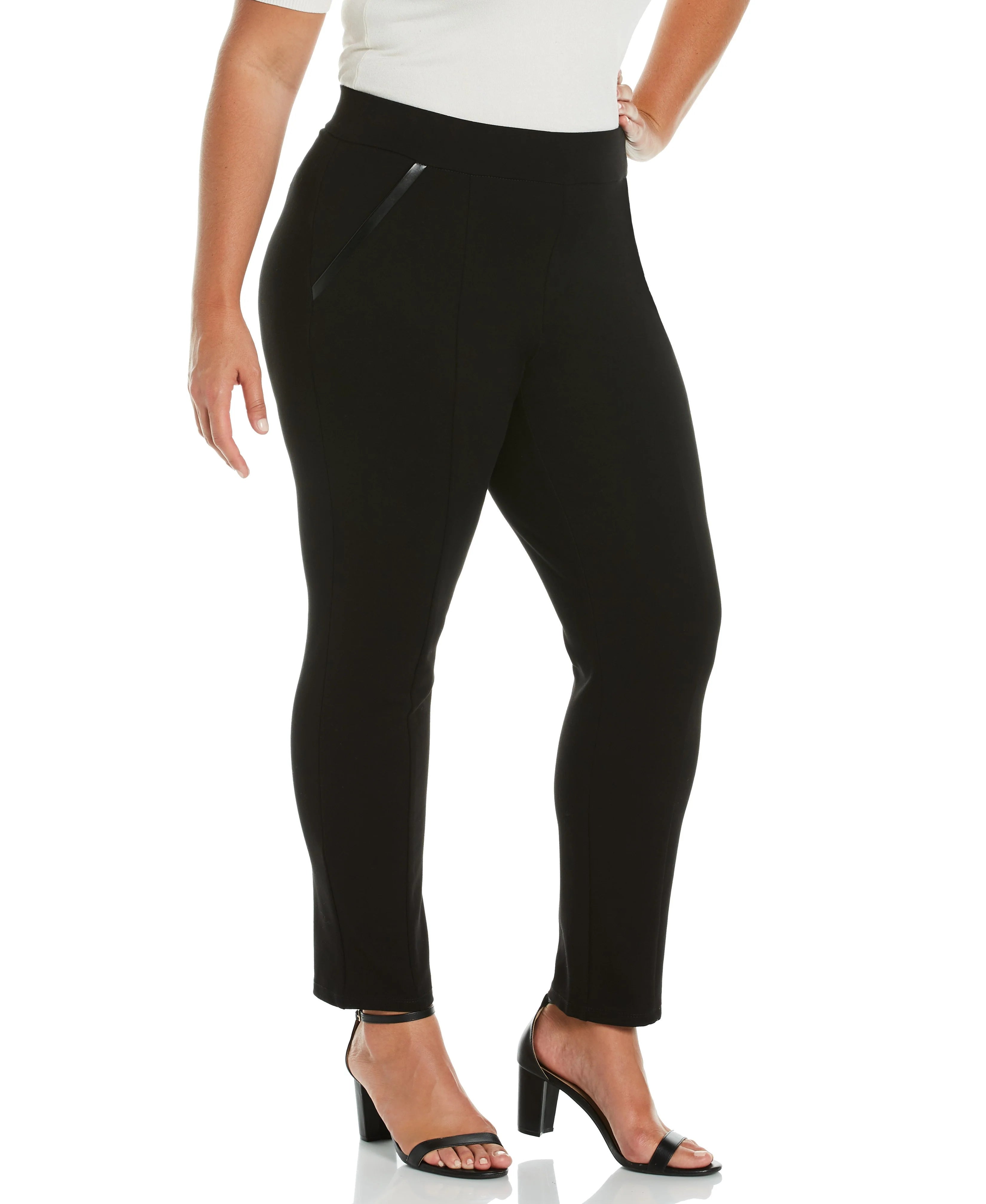 Plus Size Ponte Knit Slim Leg Pant Comfort Fit