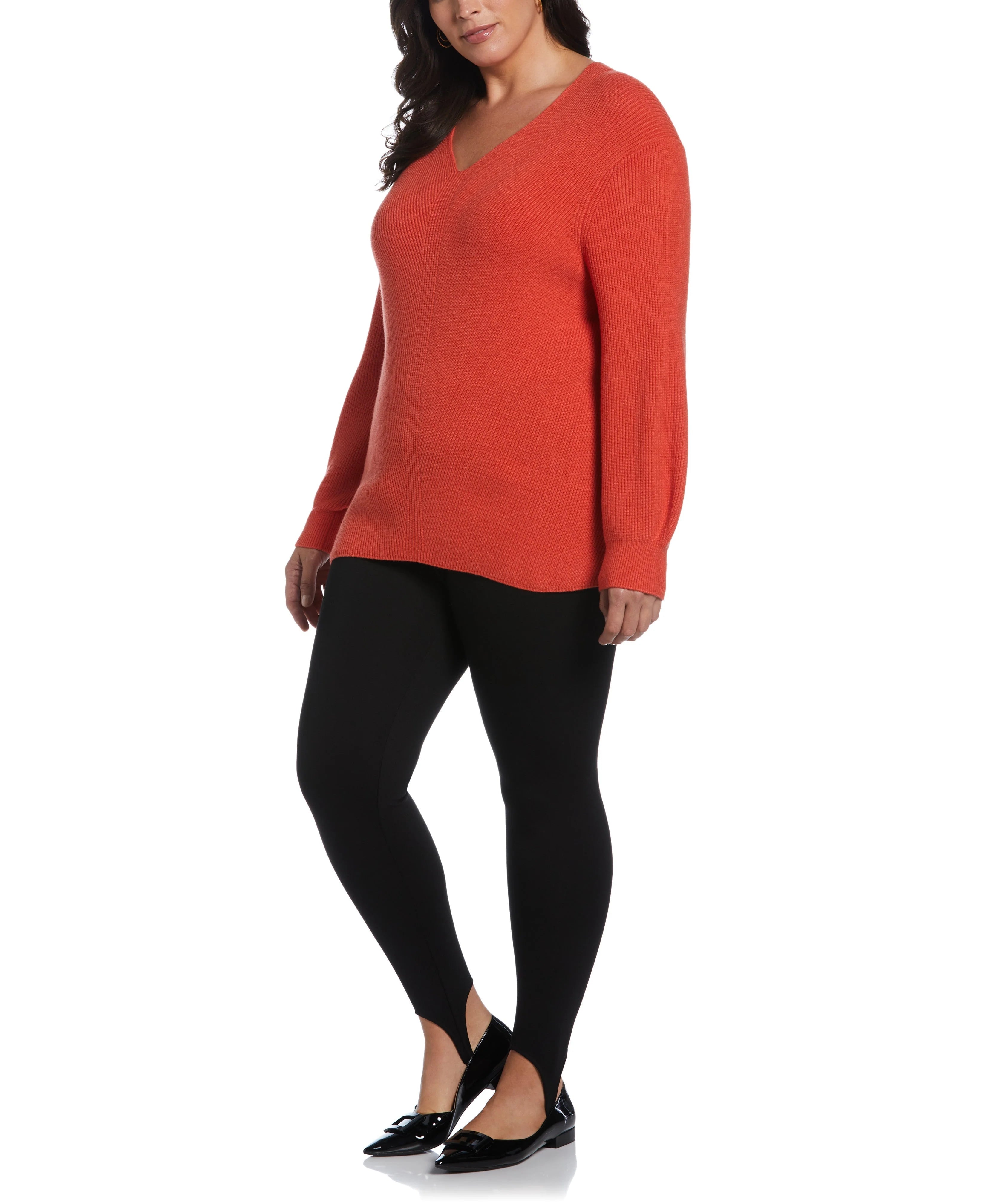 Plus Size Essential Ribbed V Neck Sweater