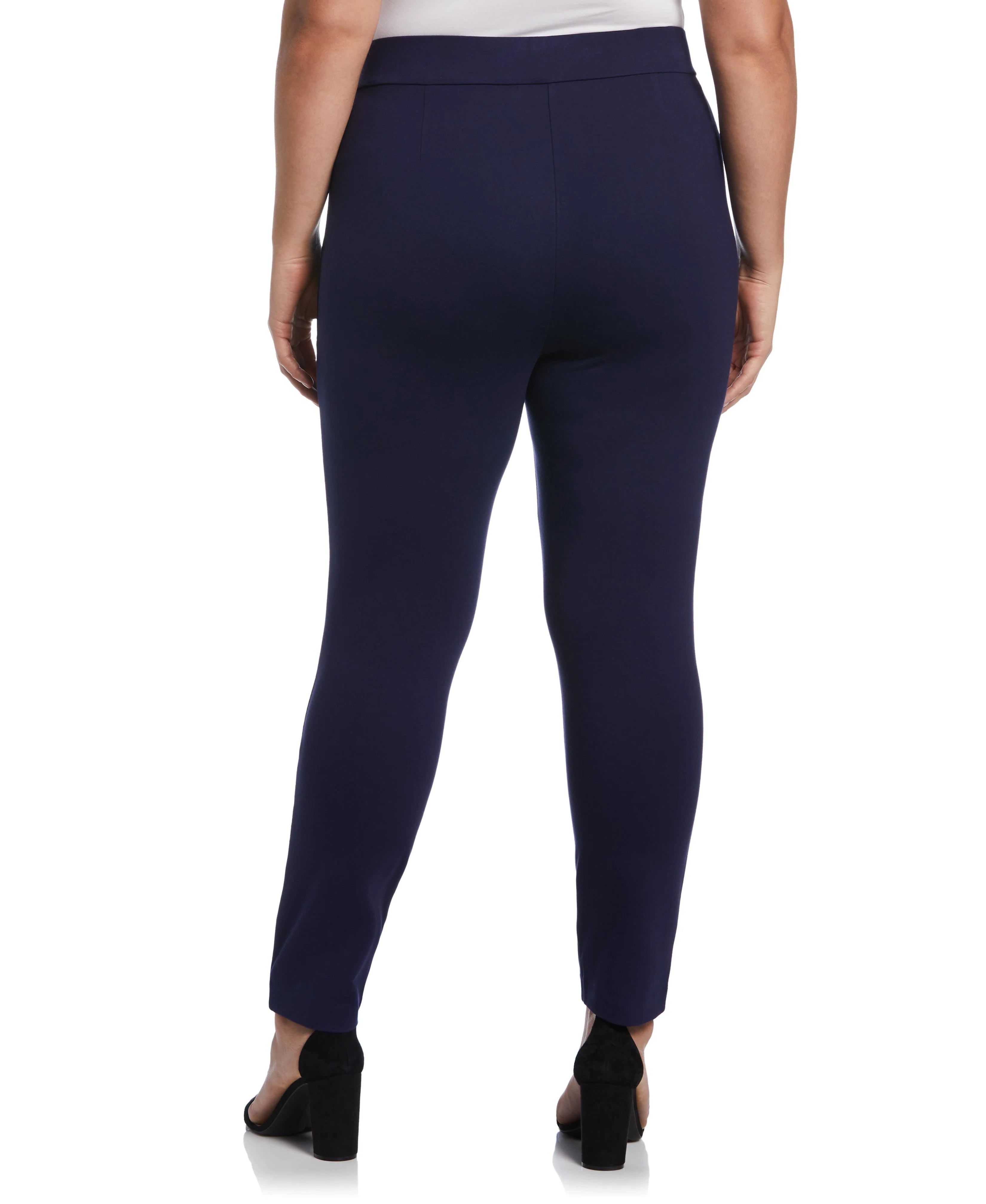 Plus Size Classic Fit Pull On Ankle Pant with Zipper Detail