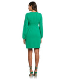 Jewel Button Surplice Dress