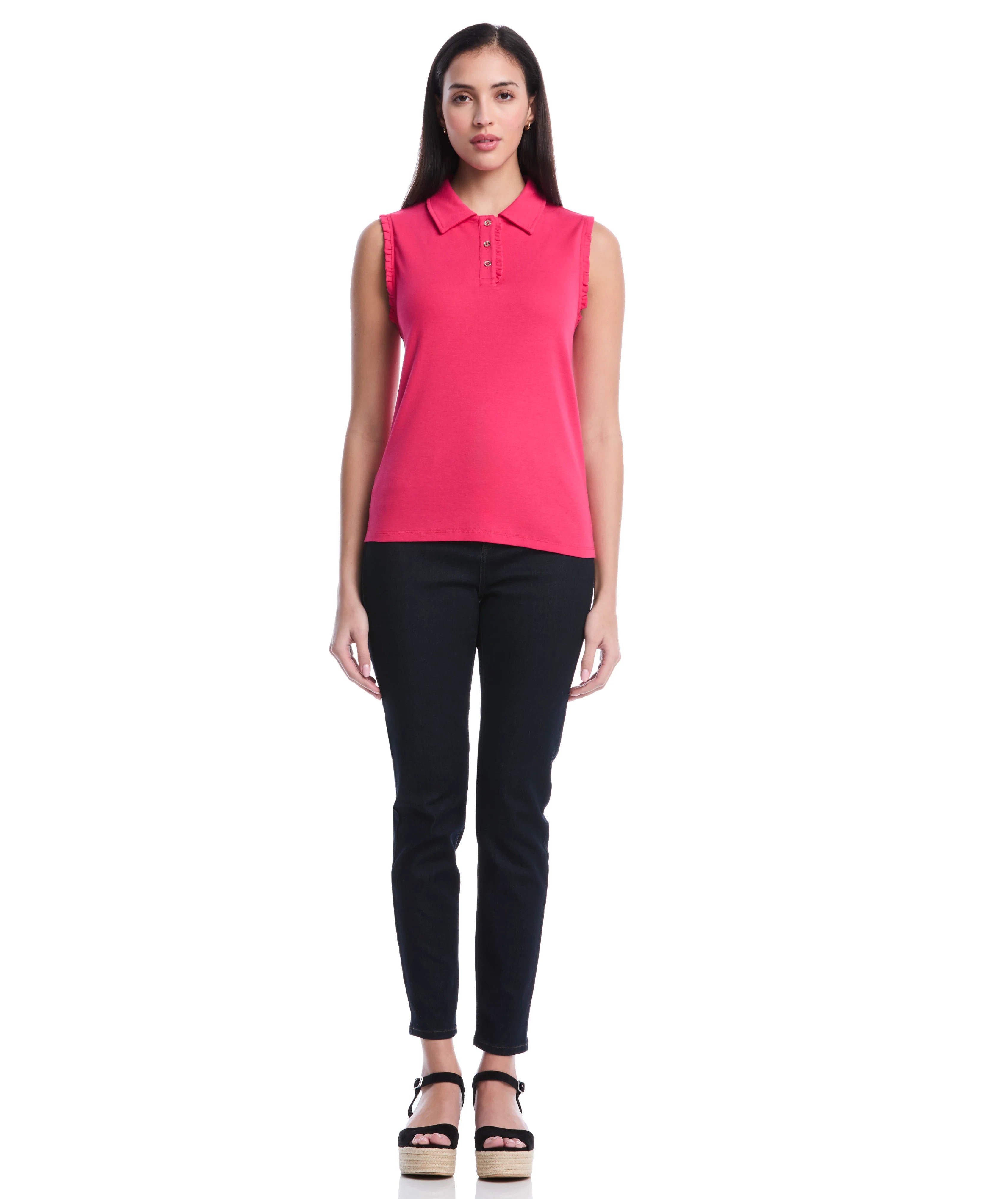 Petite Ruffle Trim Polo