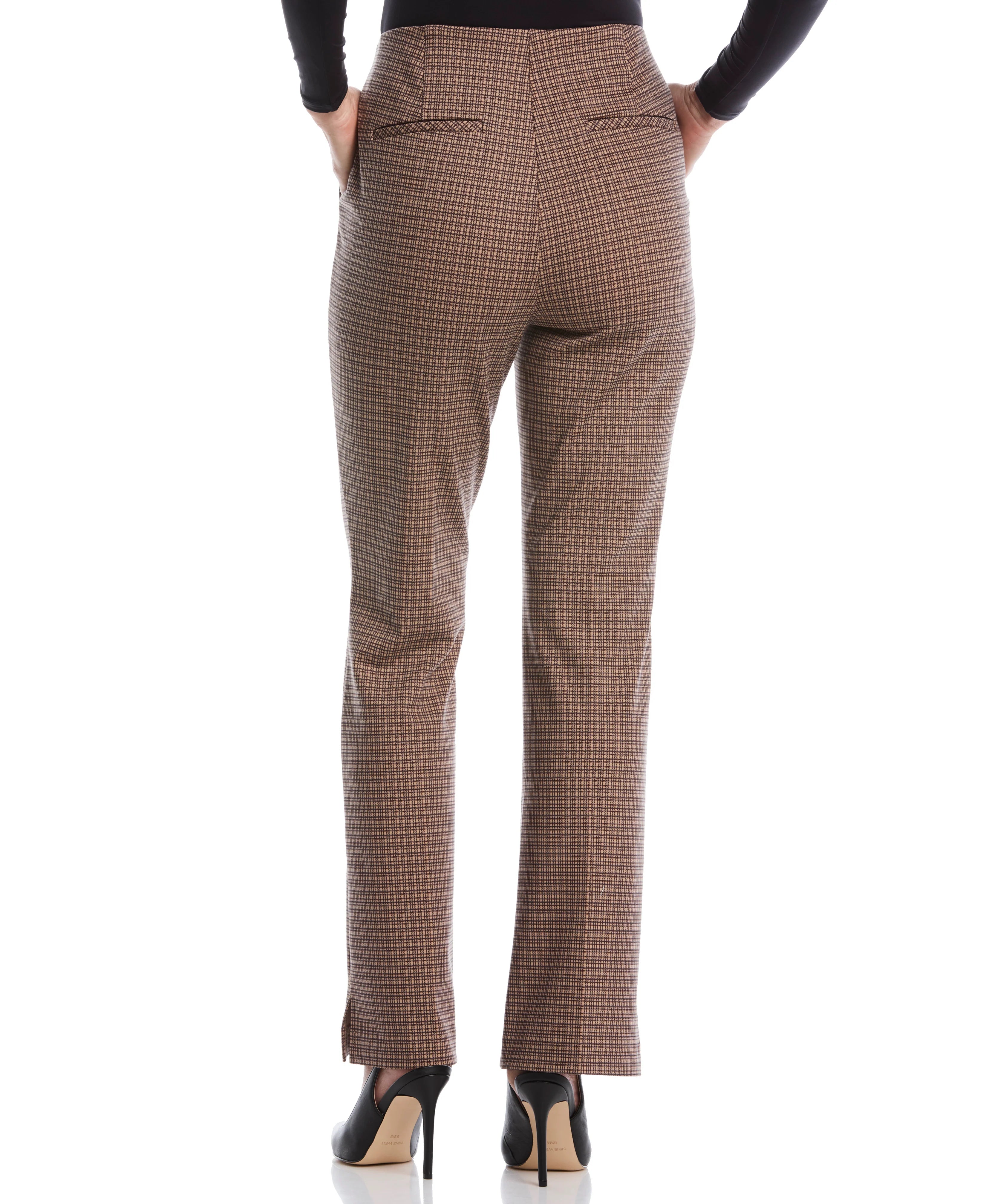 Plaid Print Ponte Bootcut Pant