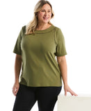 Plus Size Pom Trim Detail Top