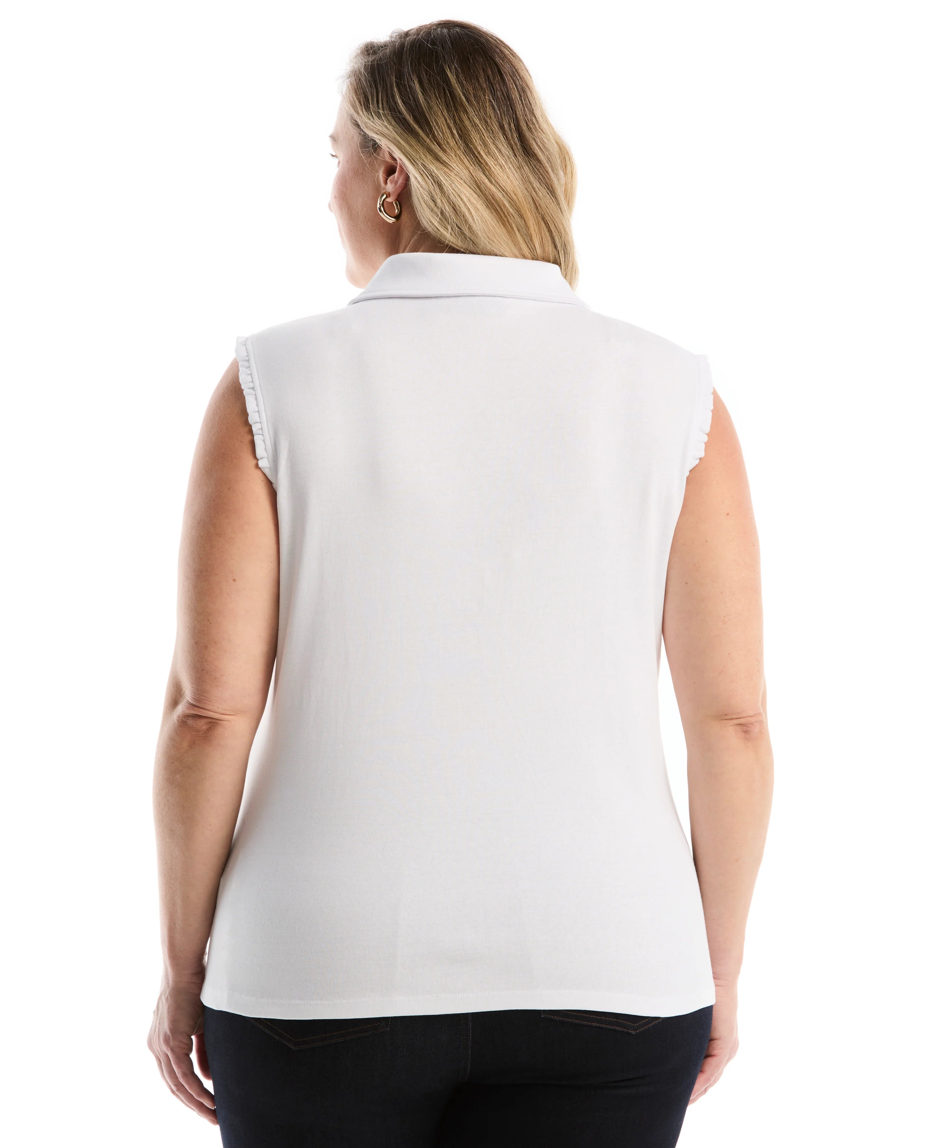 Plus Size Ruffle Trim Polo