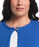 Plus Size Cable Knit Trim Cardigan