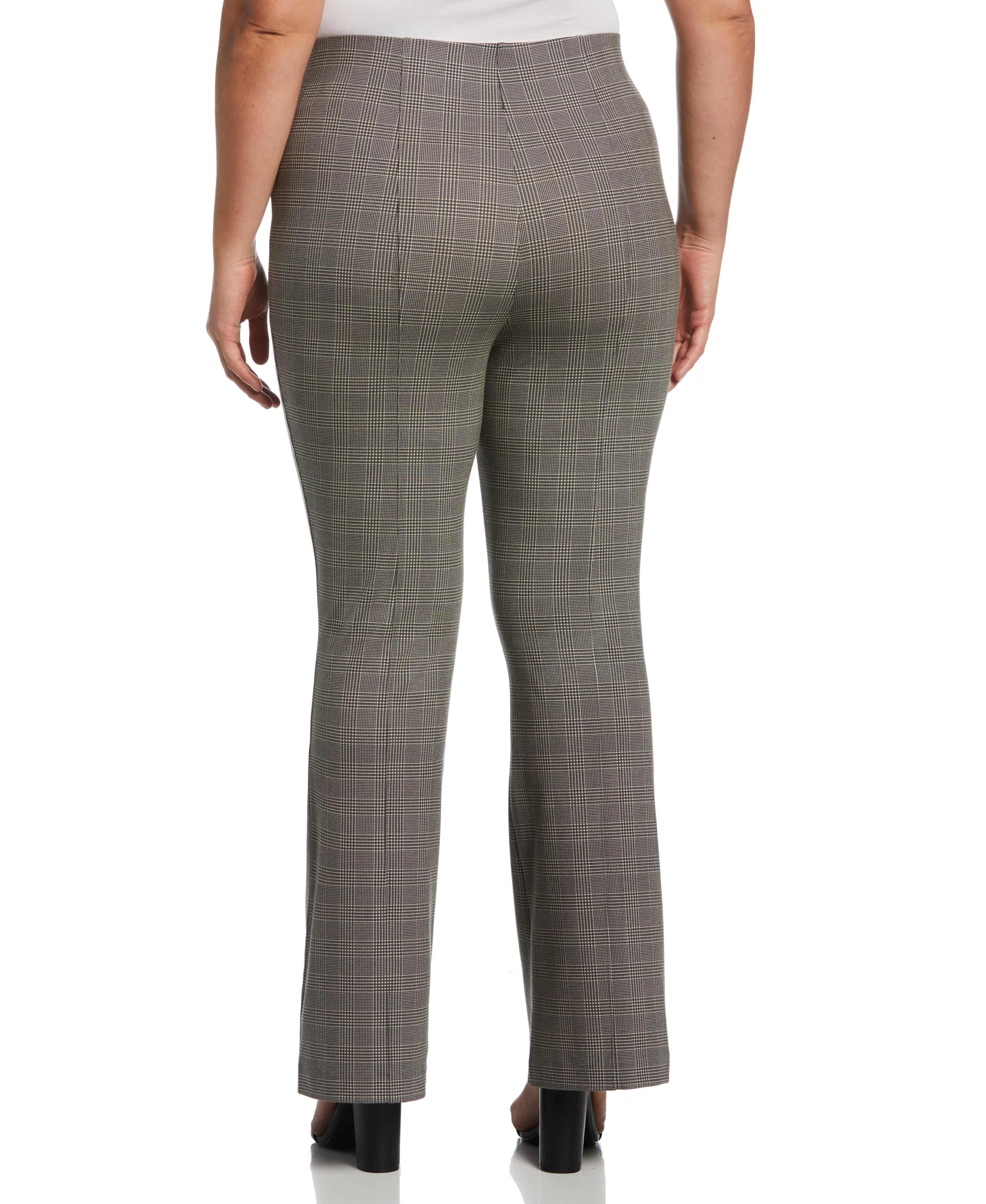 Button Detail Plaid Bootcut Pant