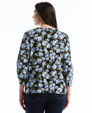 Plus Size Floral Print Shirred Top