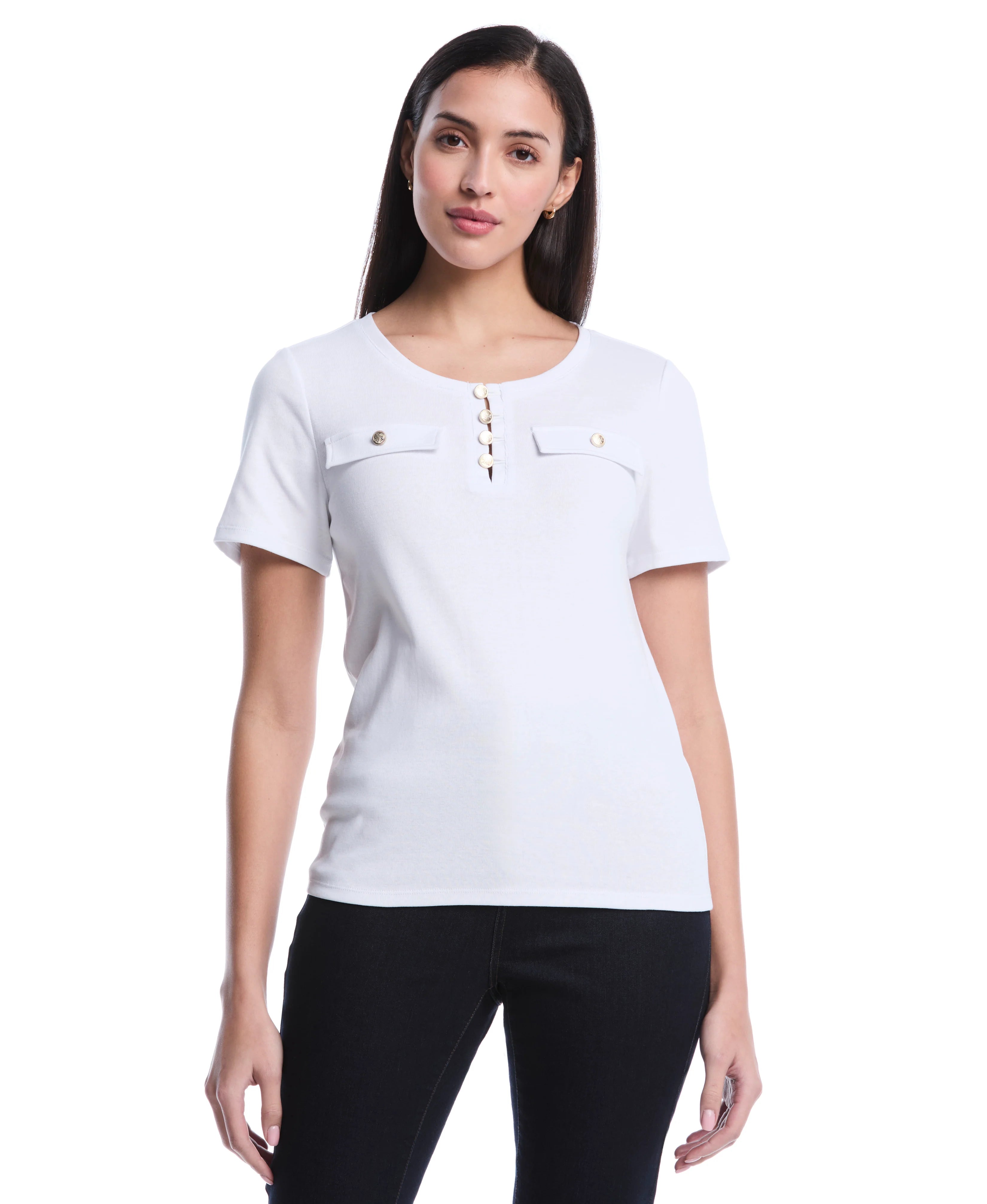 Petite Welt Pocket Button Detail Top