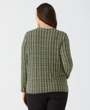 Plus Size Houndstooth Print Asymmetric Neck Top