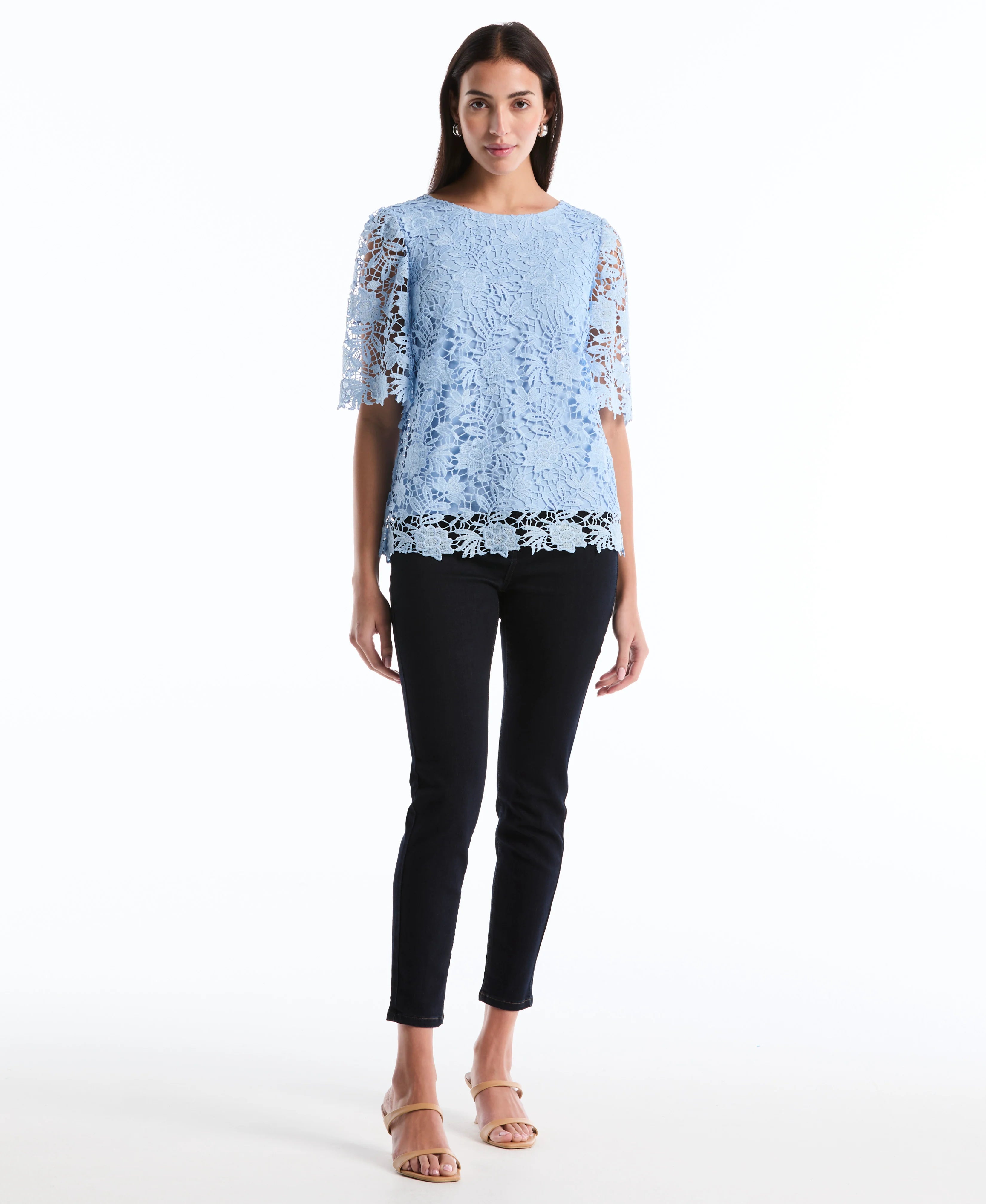 Petite Scalloped Lace Top