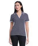 Petite Striped Contrast Trim Johnny Collar Polo