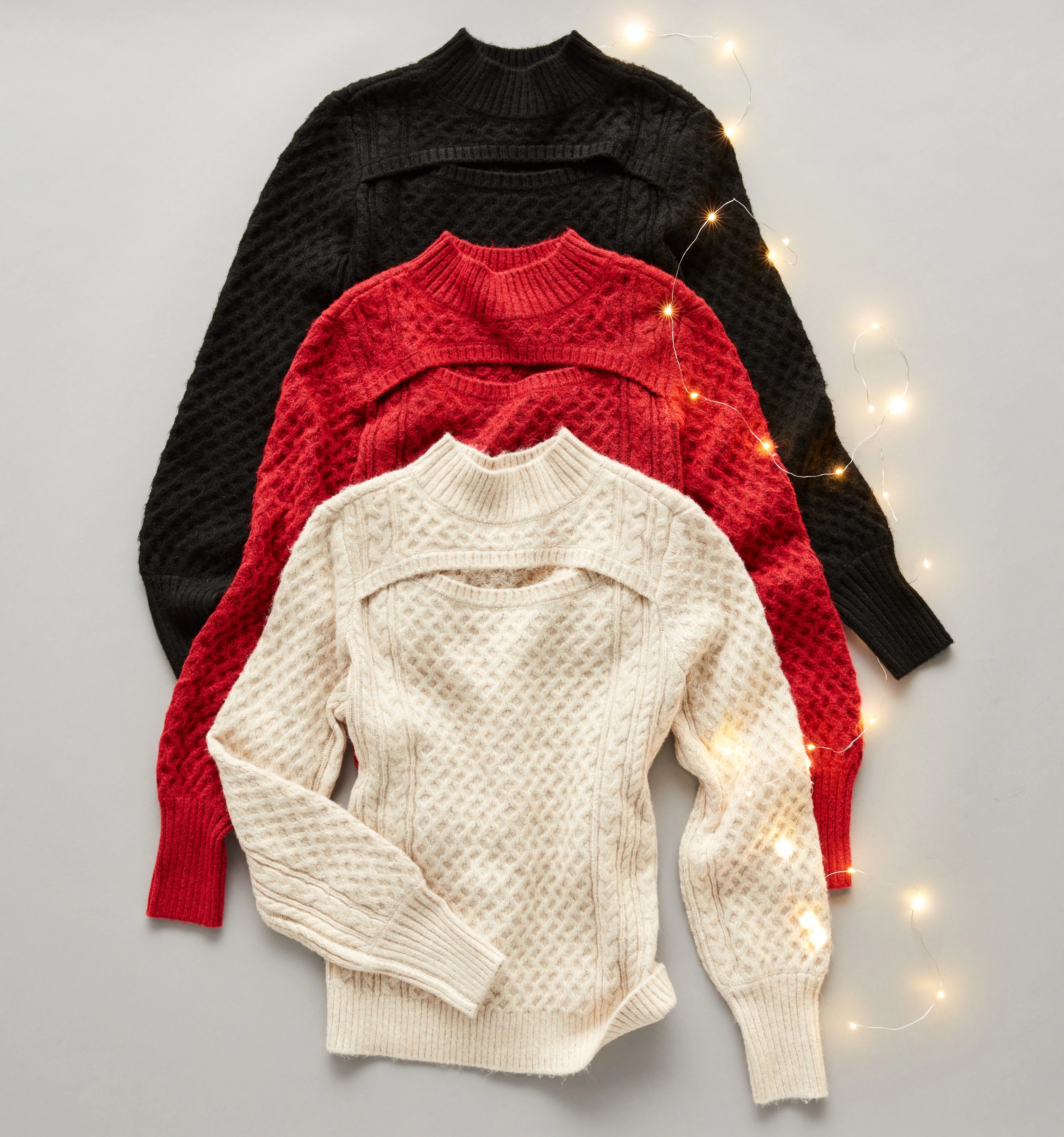Plus Size Cut Out Cable Knit Sweater