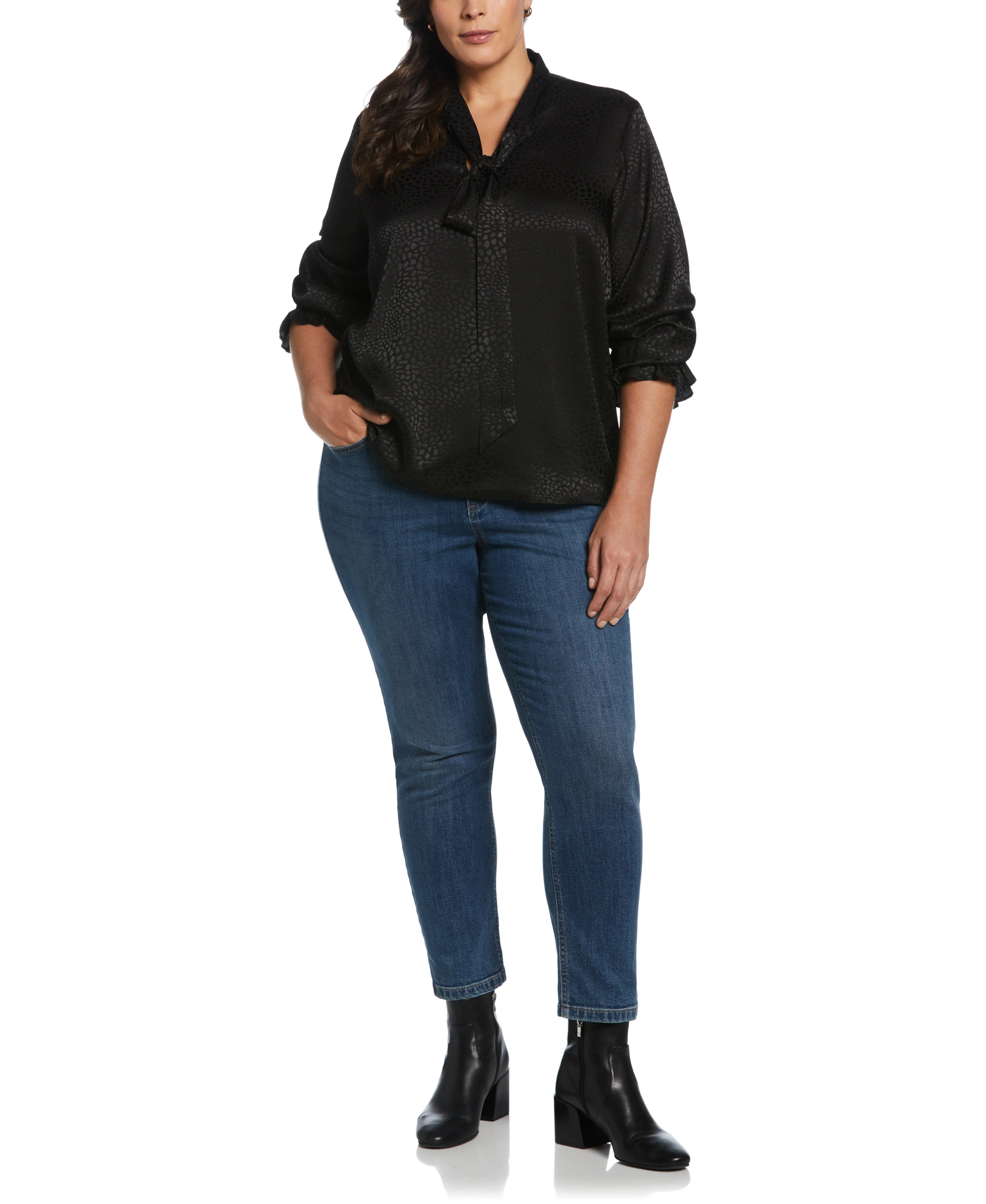 Plus Size Tie Front Blouse