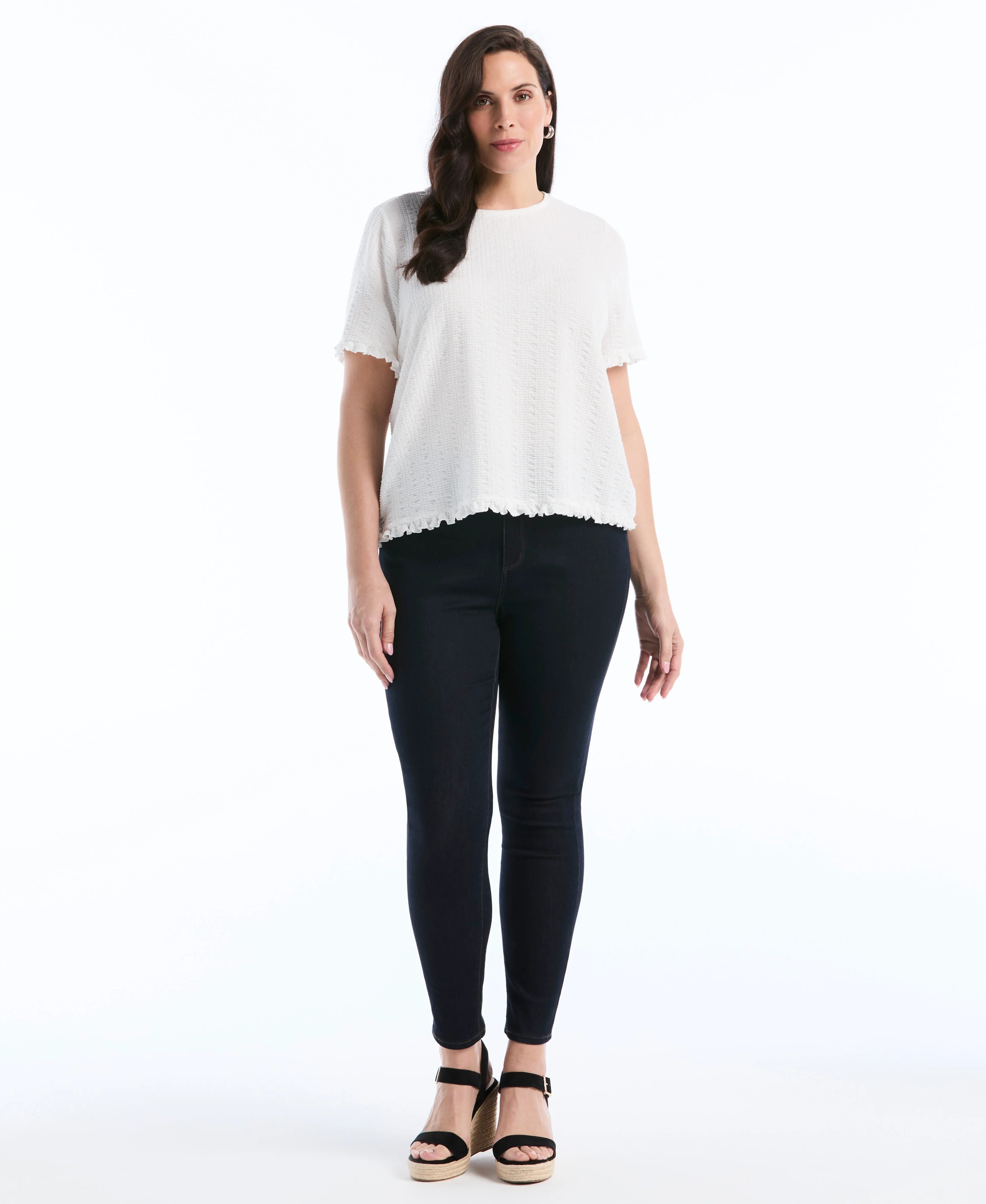 Plus Size Puckered Ruffle Sleeve Top