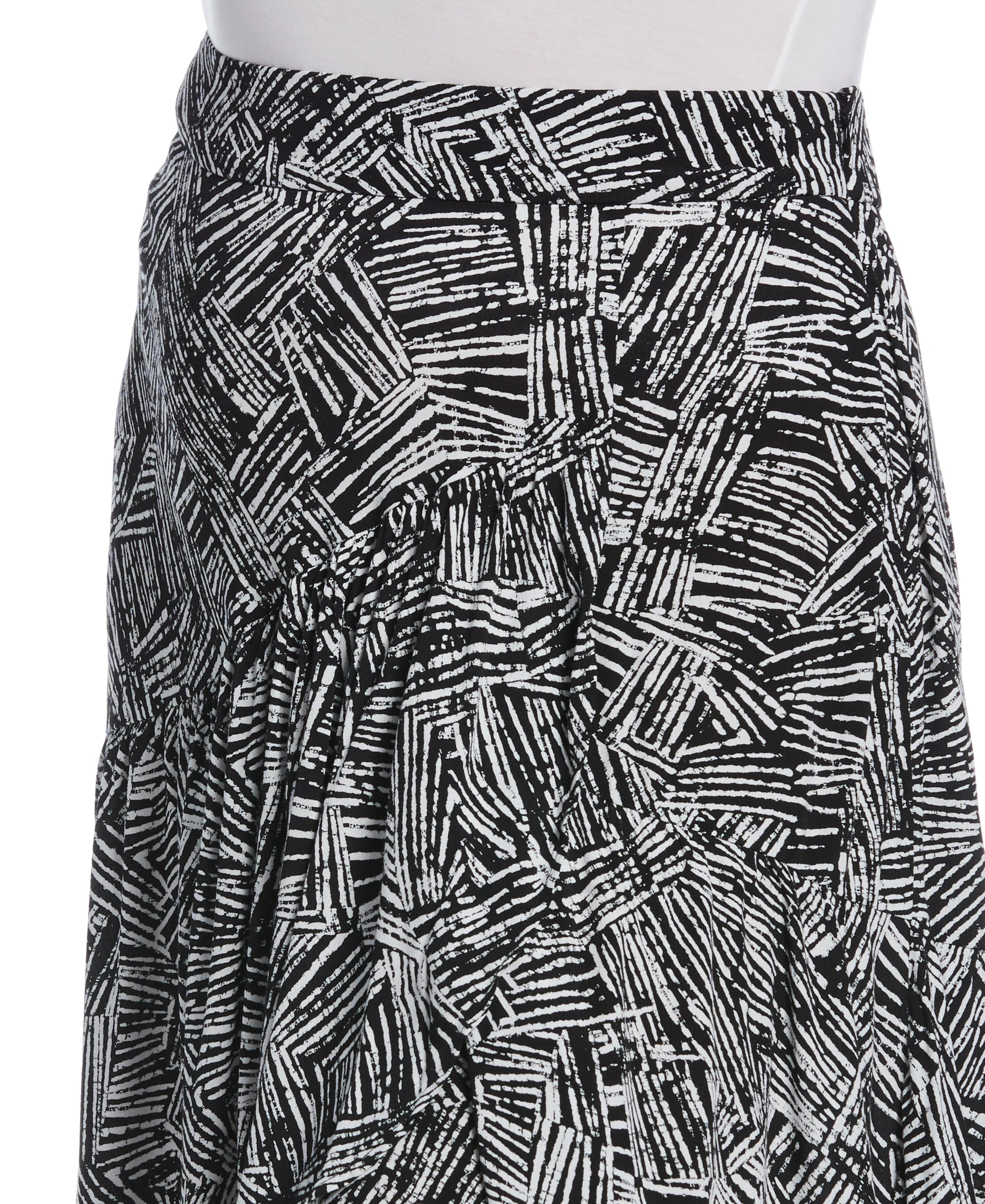 Printed Crepe Faux Wrap Skirt