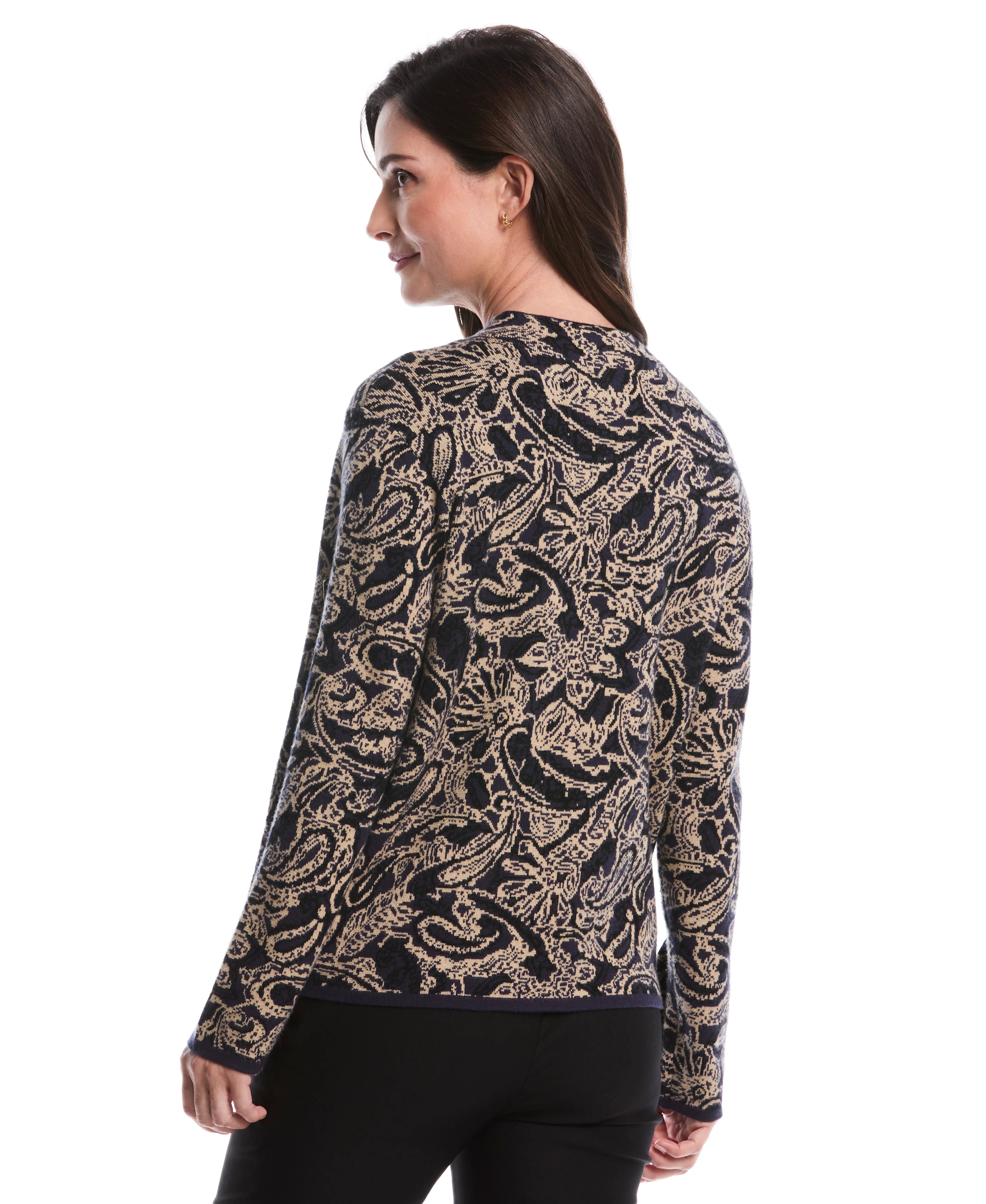 Paisley Print Mock Neck Sweater