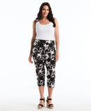Plus Size Floral Print Capri With Riveted Vent