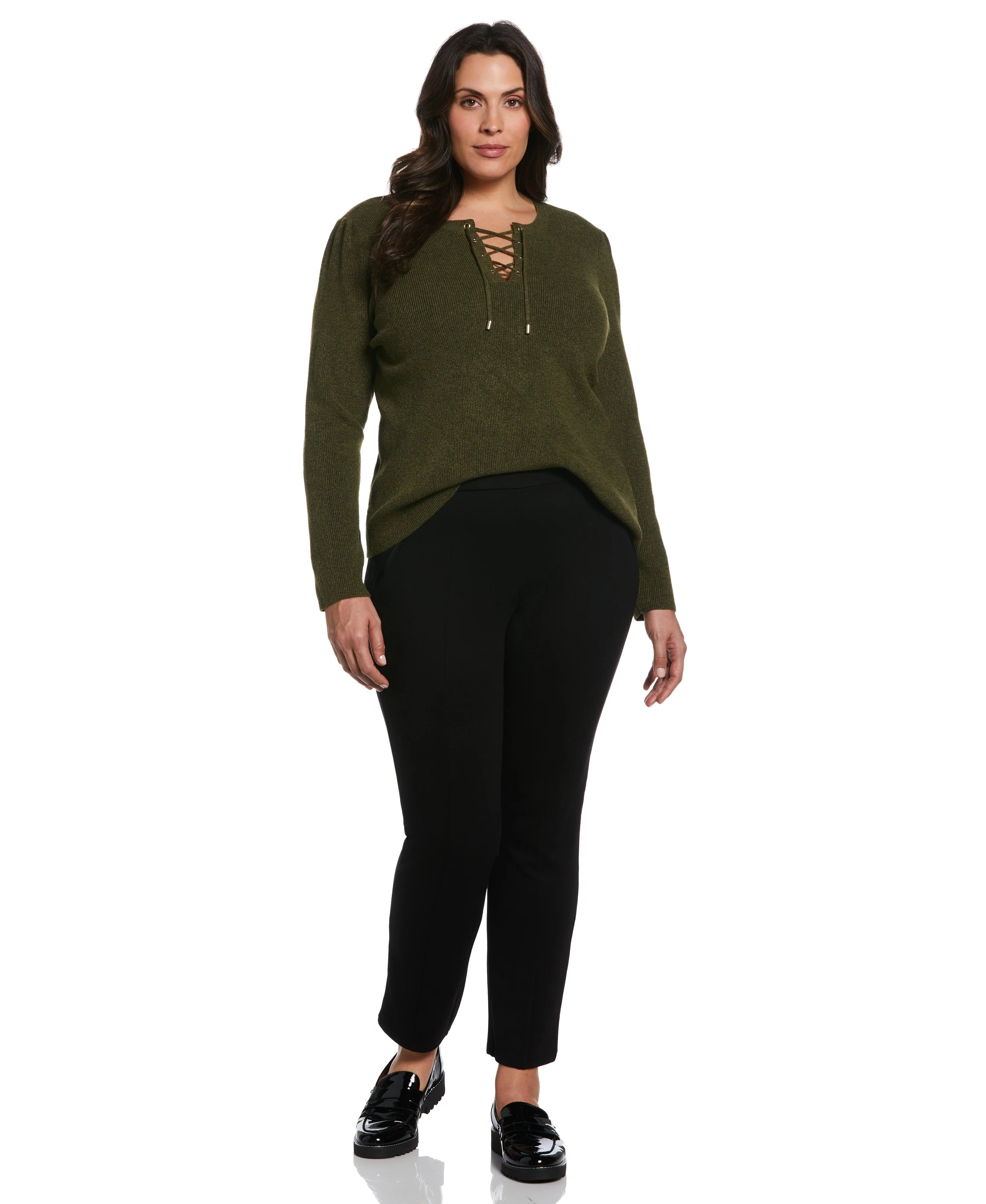 Plus Size Front Lace Up Sweater