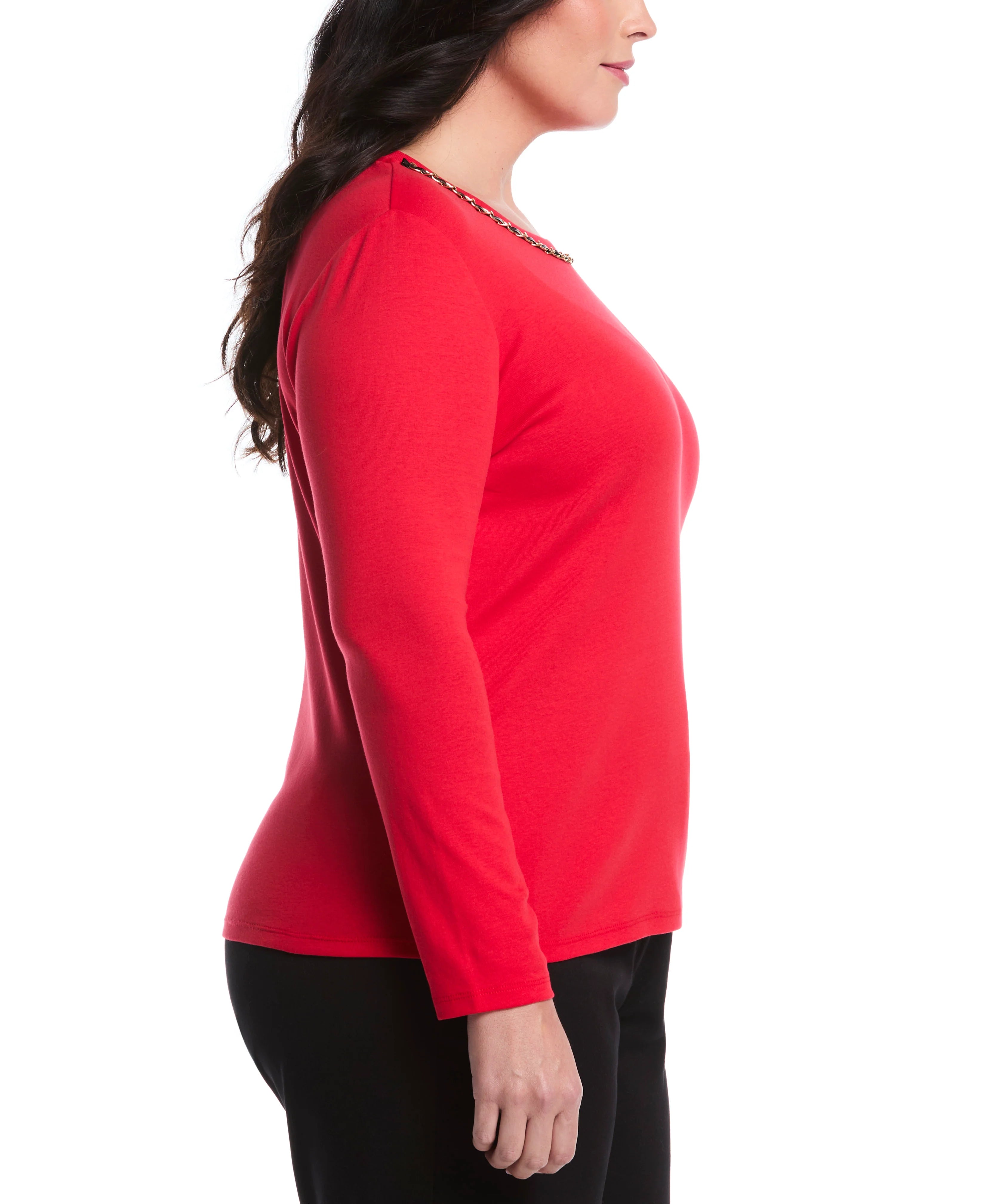 Plus Size Chain Neck Detail Top