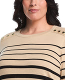 Plus Size Striped Print Rivet Detail Sweater