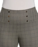 Button Detail Plaid Bootcut Pant