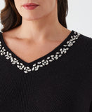 Plus Size Embellished V Neck Sweater