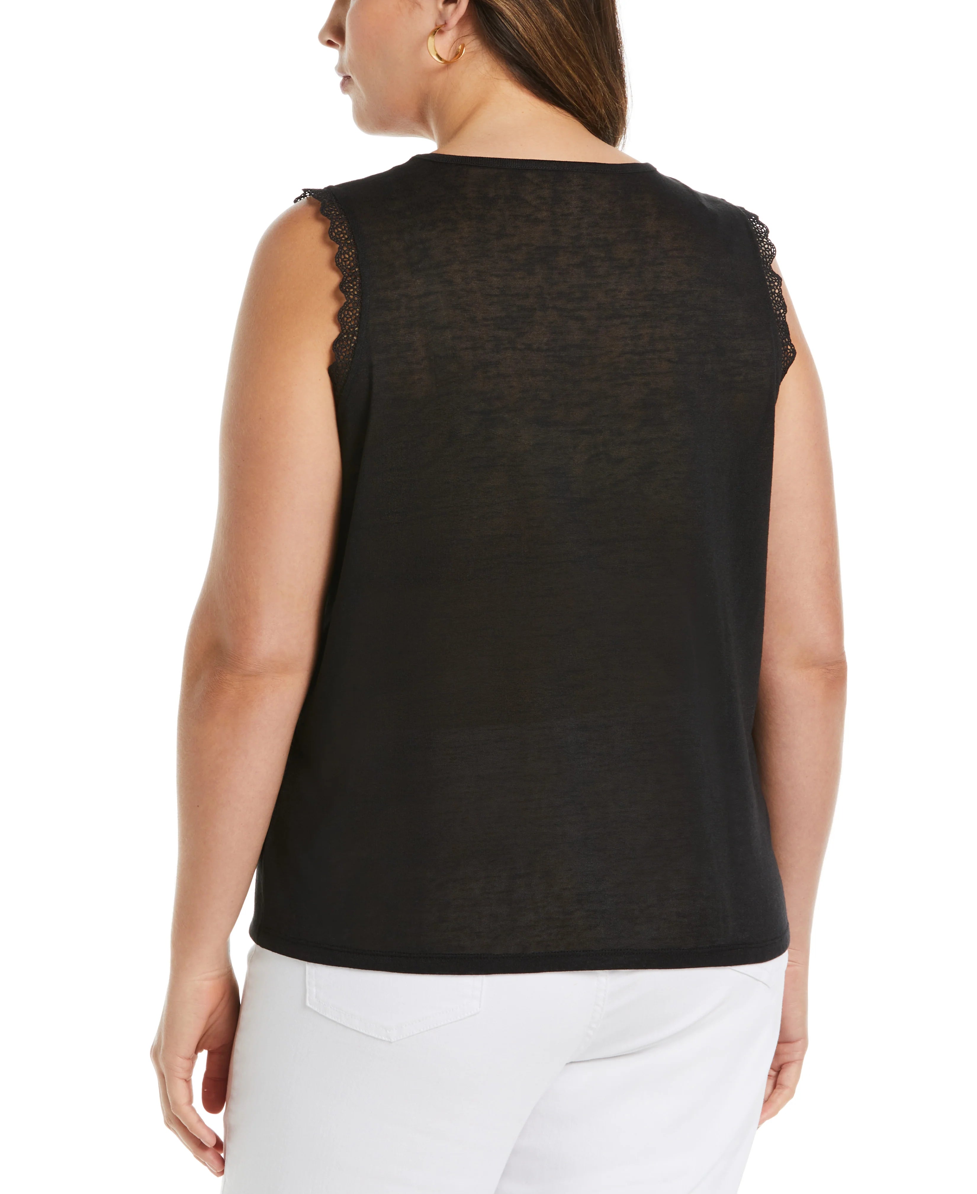 Plus Size Crochet Trim Top