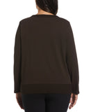Plus Size Ribbed Asymmetrical Fringe Hem Top