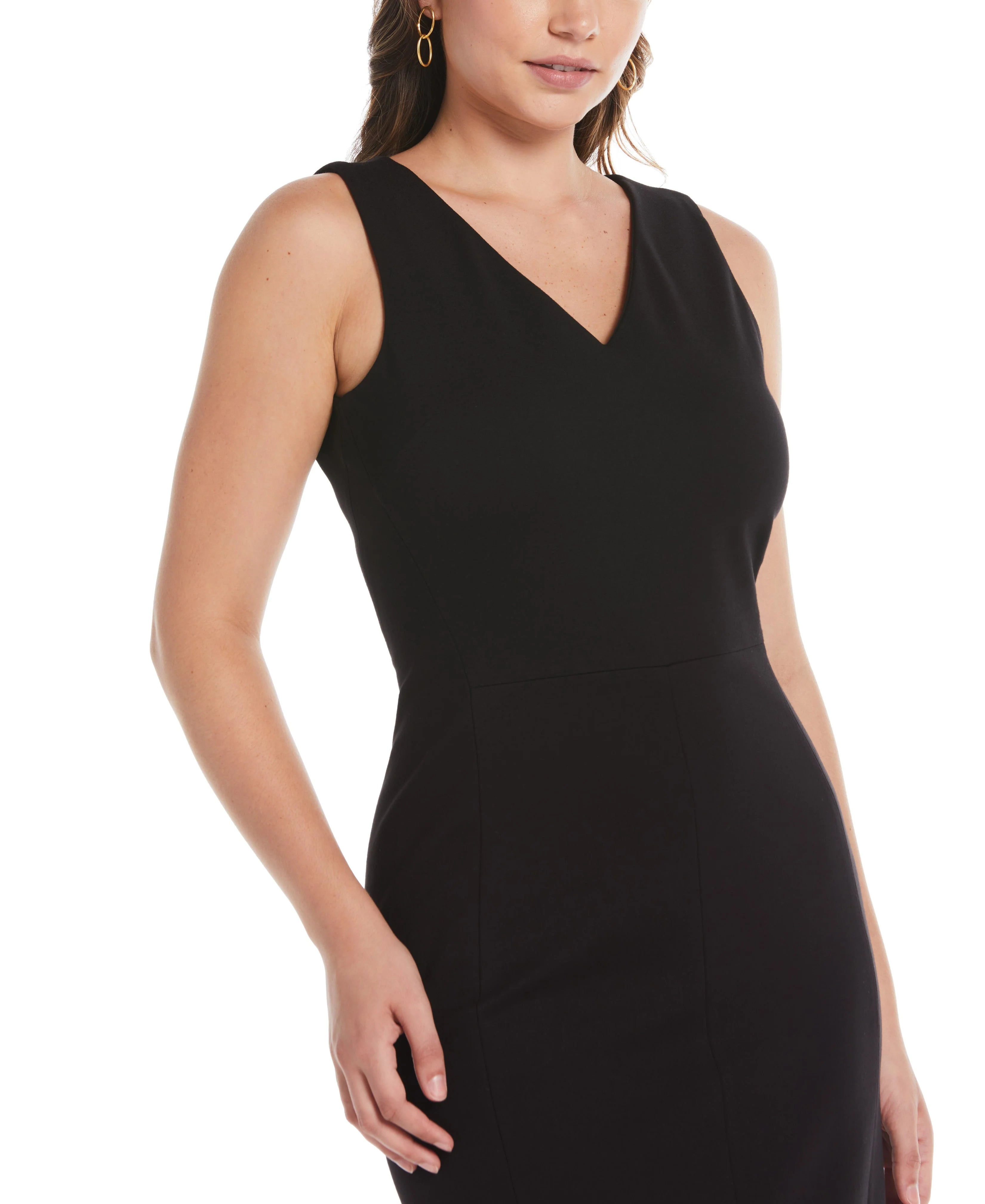 Plus Size Ponte V Neck Shift Dress