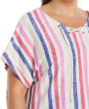 Plus Size Stripe V neck Top