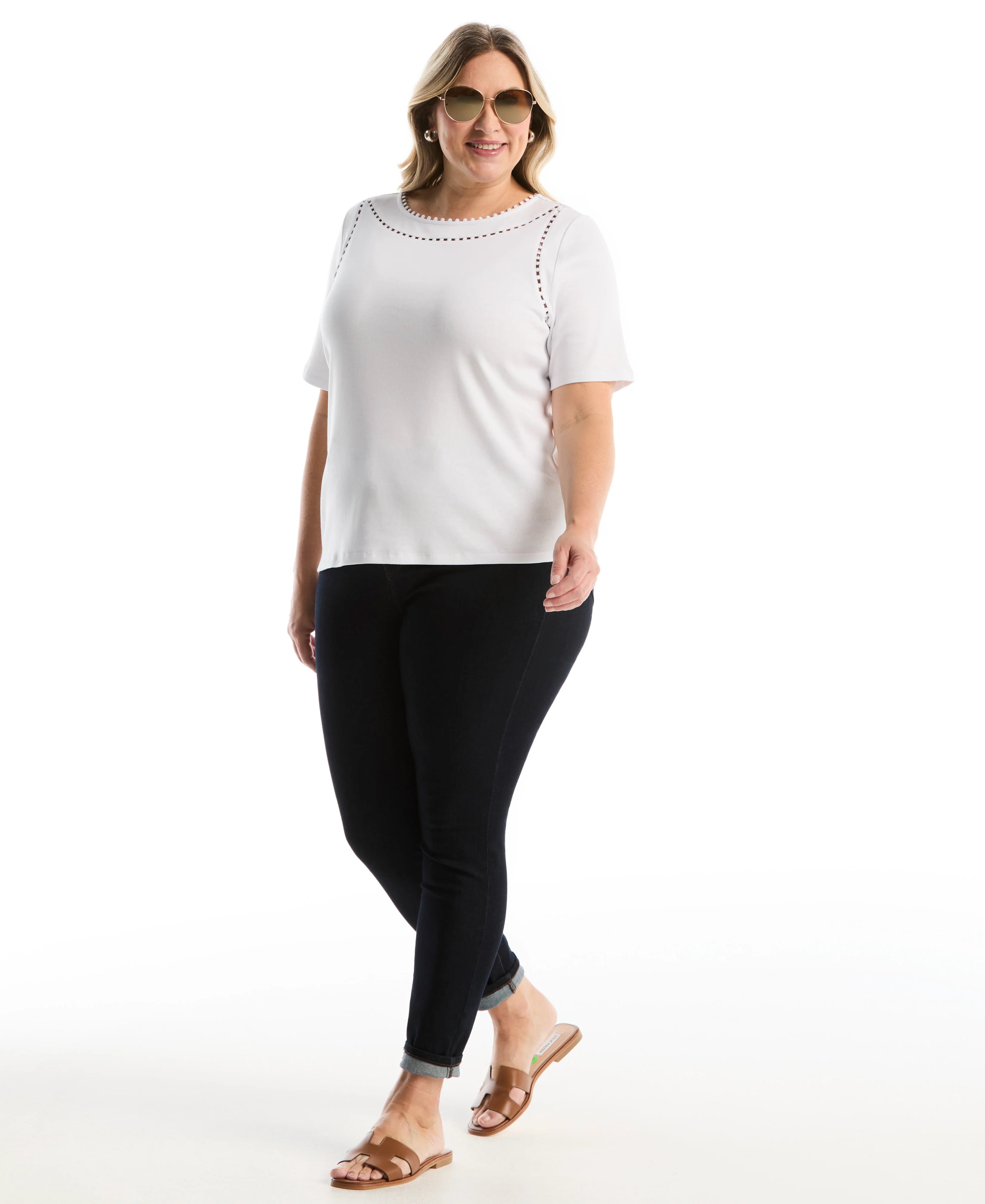 Plus Size Pom Trim Detail Top