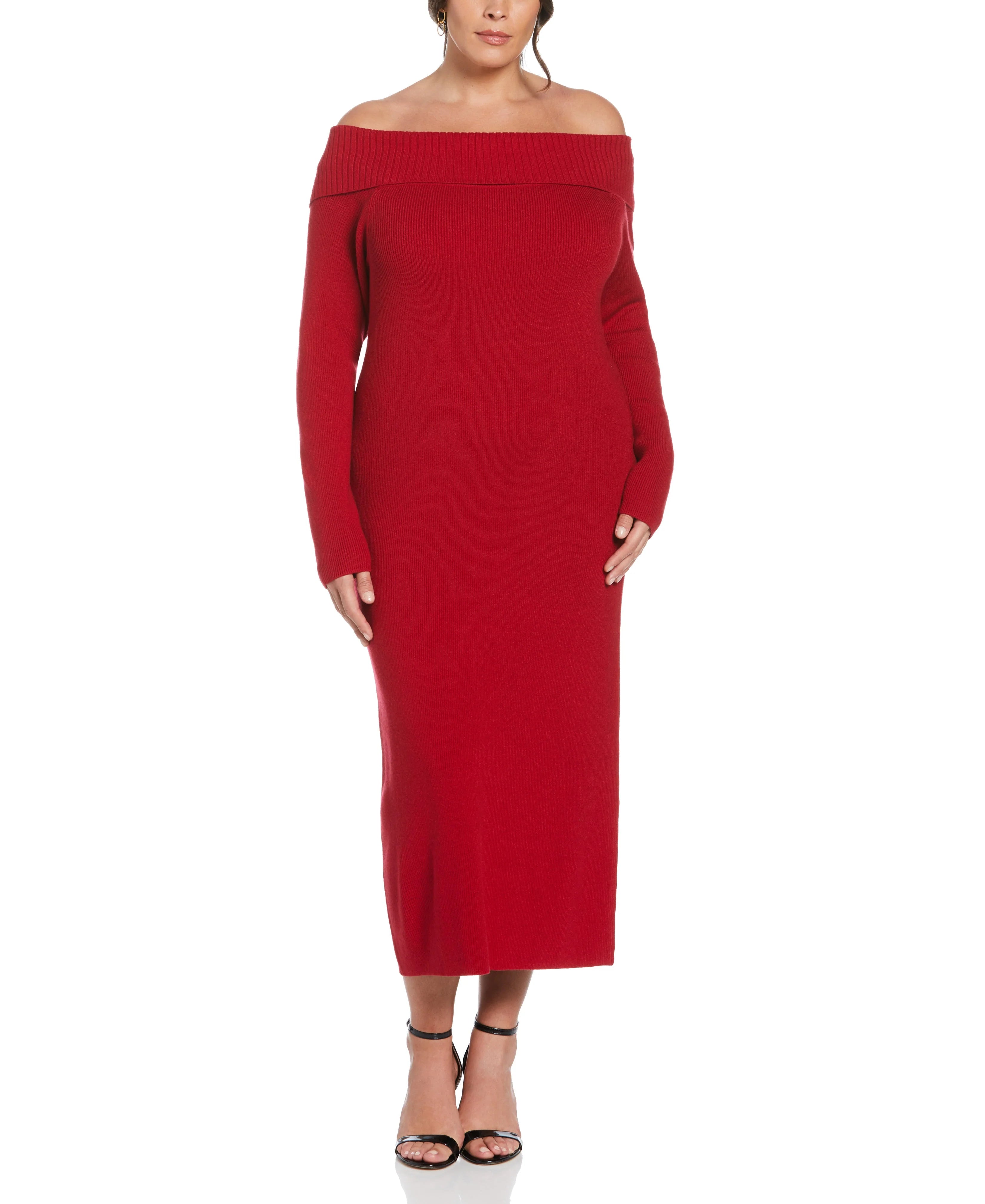 Plus Size Off the Shoulder Sweater Dress