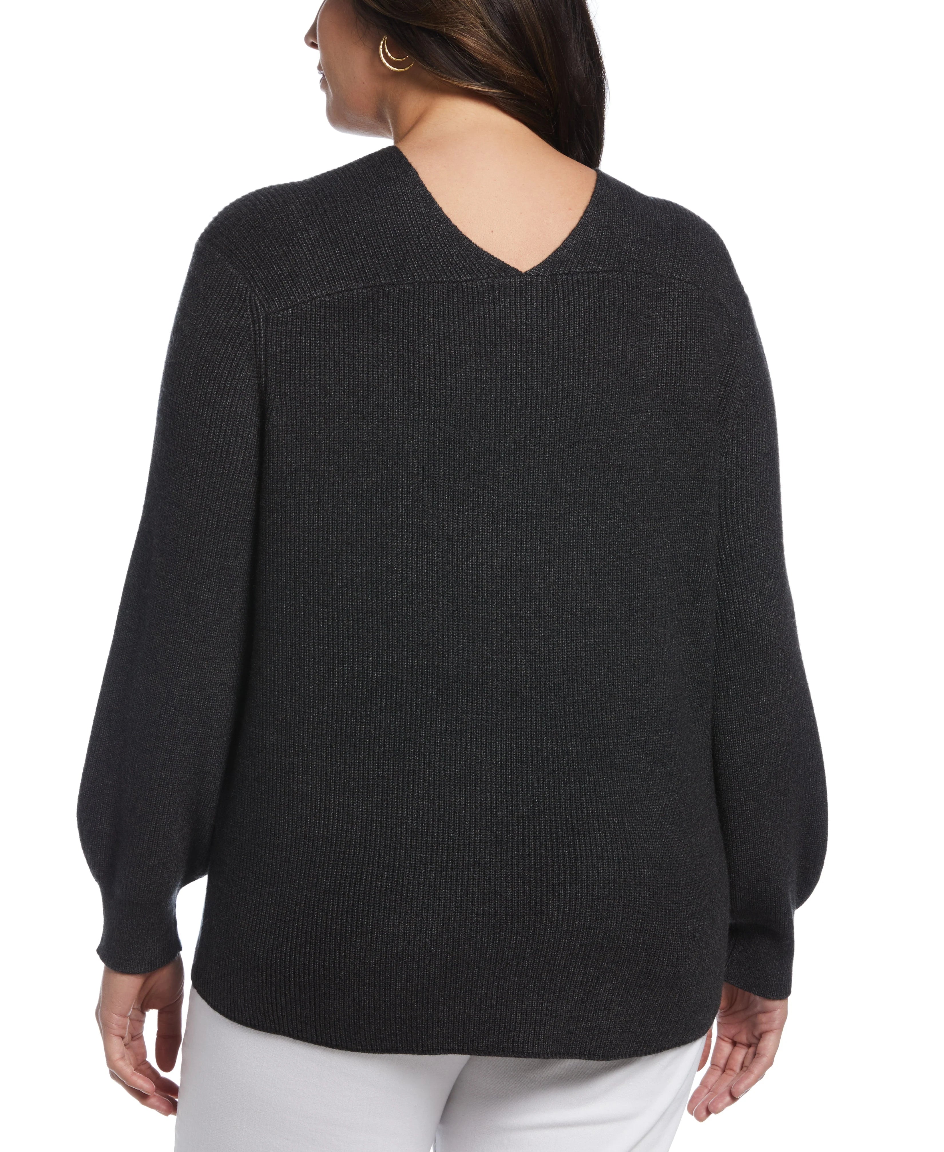 Plus Size Essential Ribbed V Neck Sweater