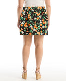 Plus Size Orange Print Horse Bit Belted Skort