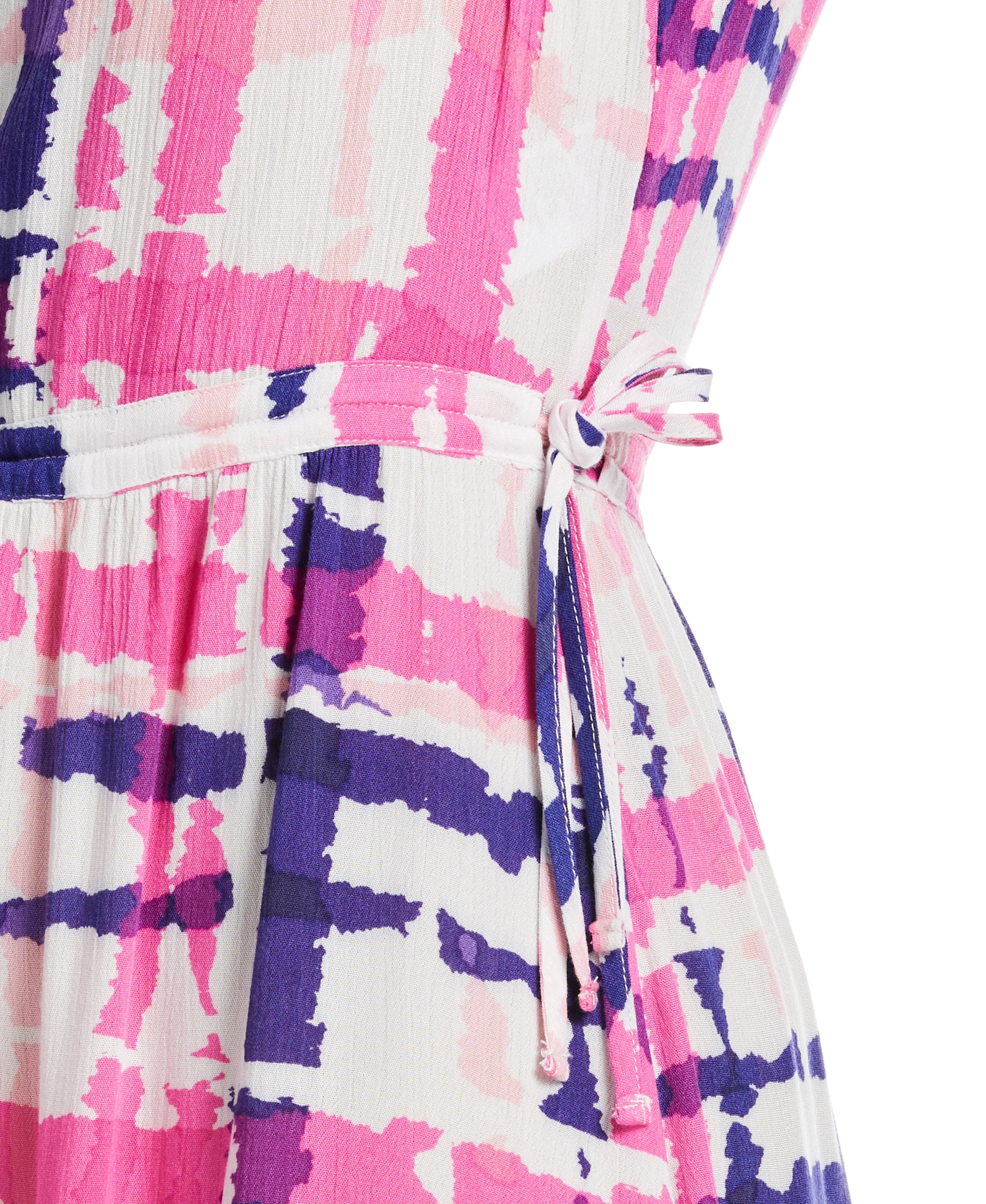 Criss Cross Print V neck Maxi Dress