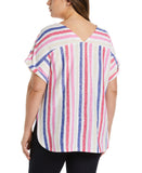 Plus Size Stripe V neck Top