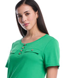 Petite Welt Pocket Button Detail Top