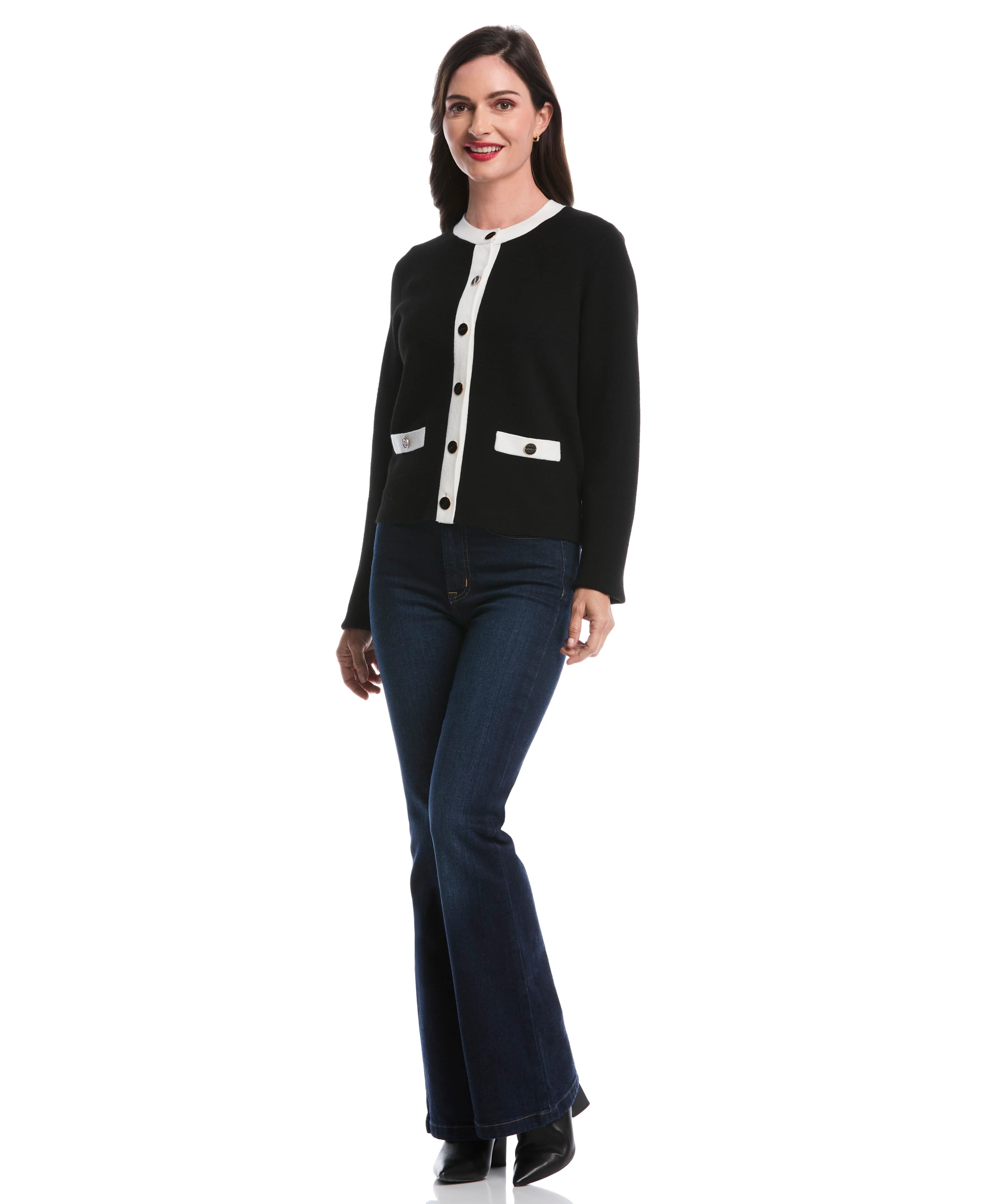 Contrast Placket Button Up Cardigan
