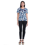 Petite Botanical Welt Pocket Button Detail Top