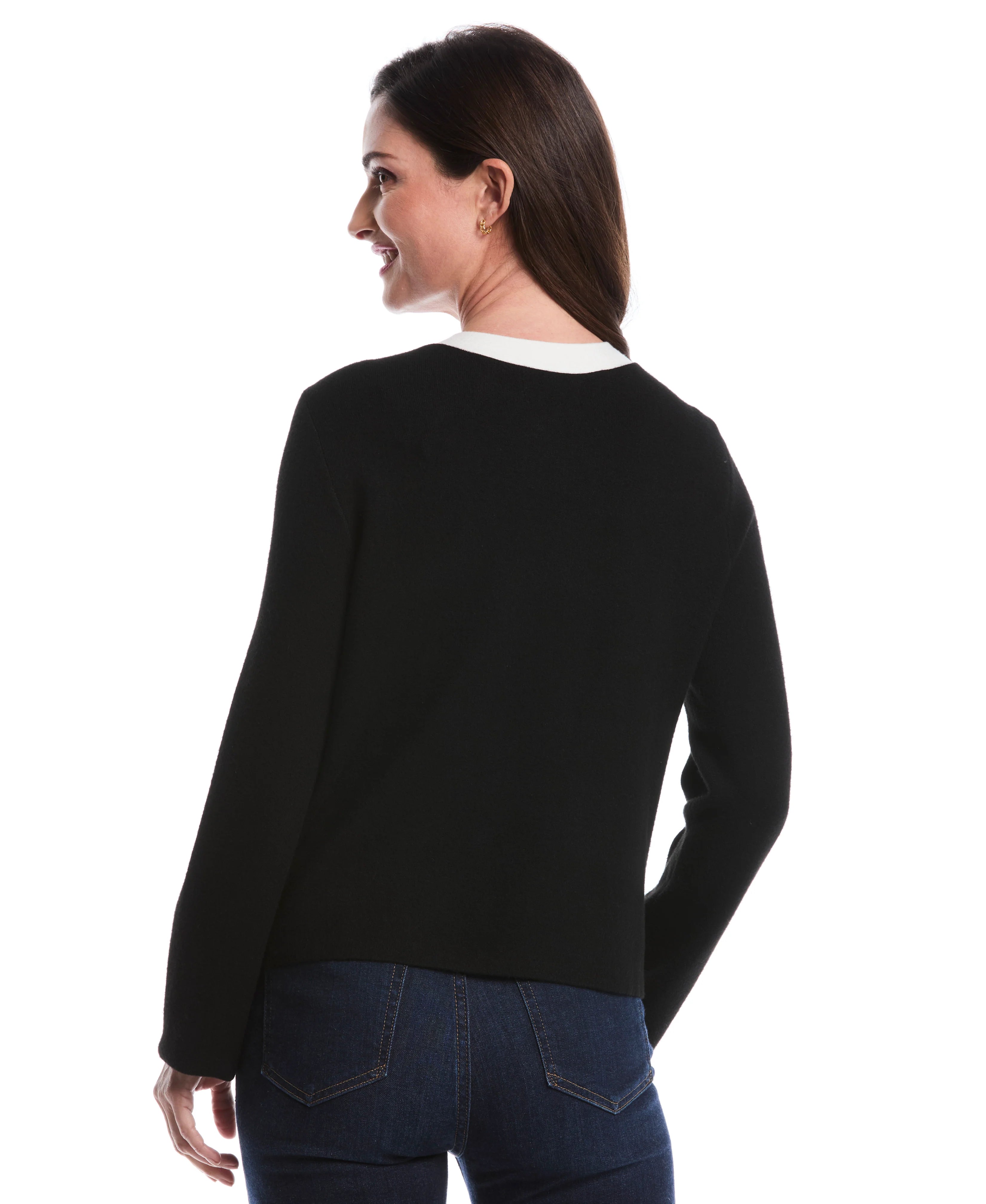 Contrast Placket Button Up Cardigan