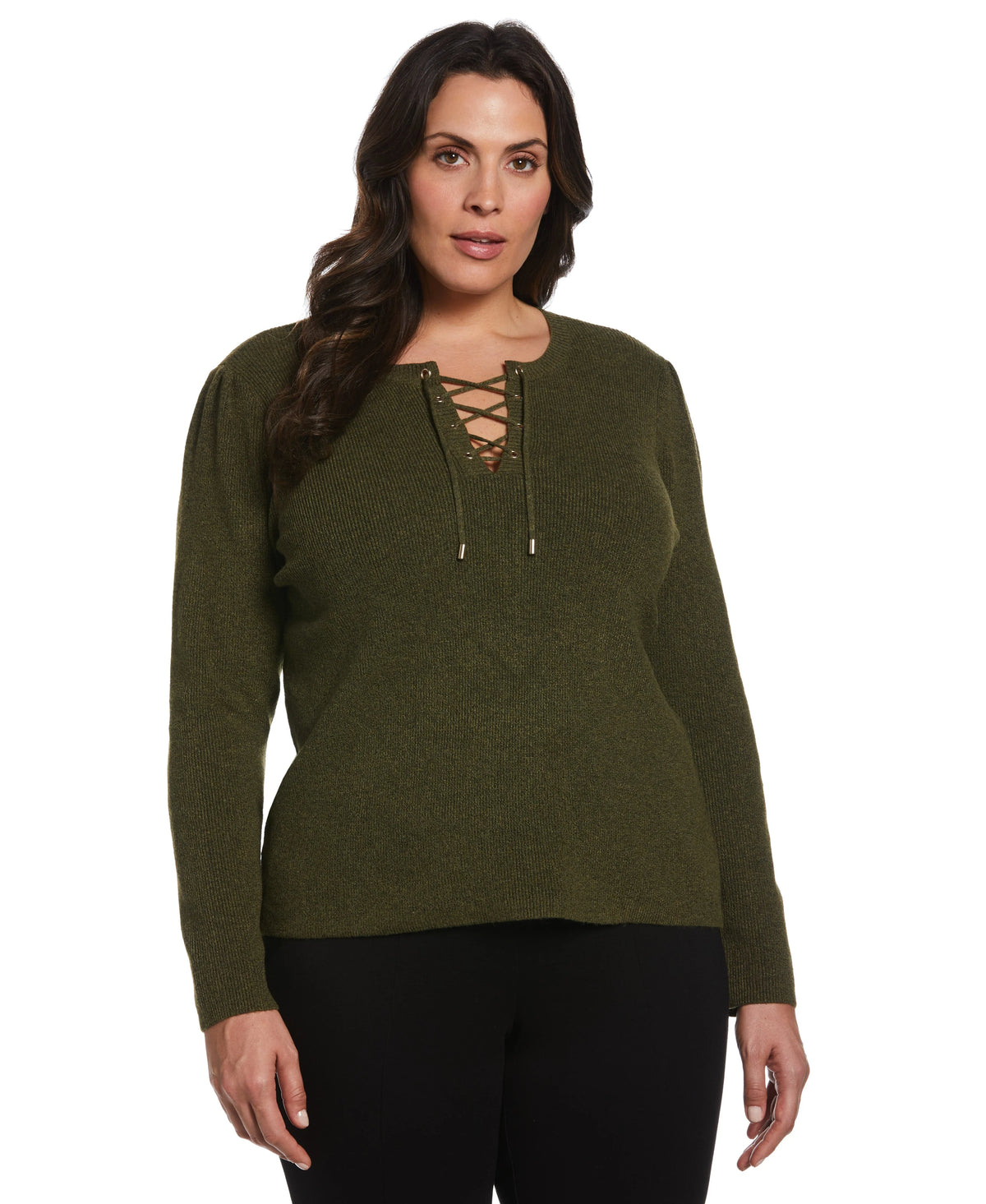 Plus Size Front Lace Up Sweater