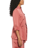 Drawcord Waist Shine Roll Sleeve Jacket