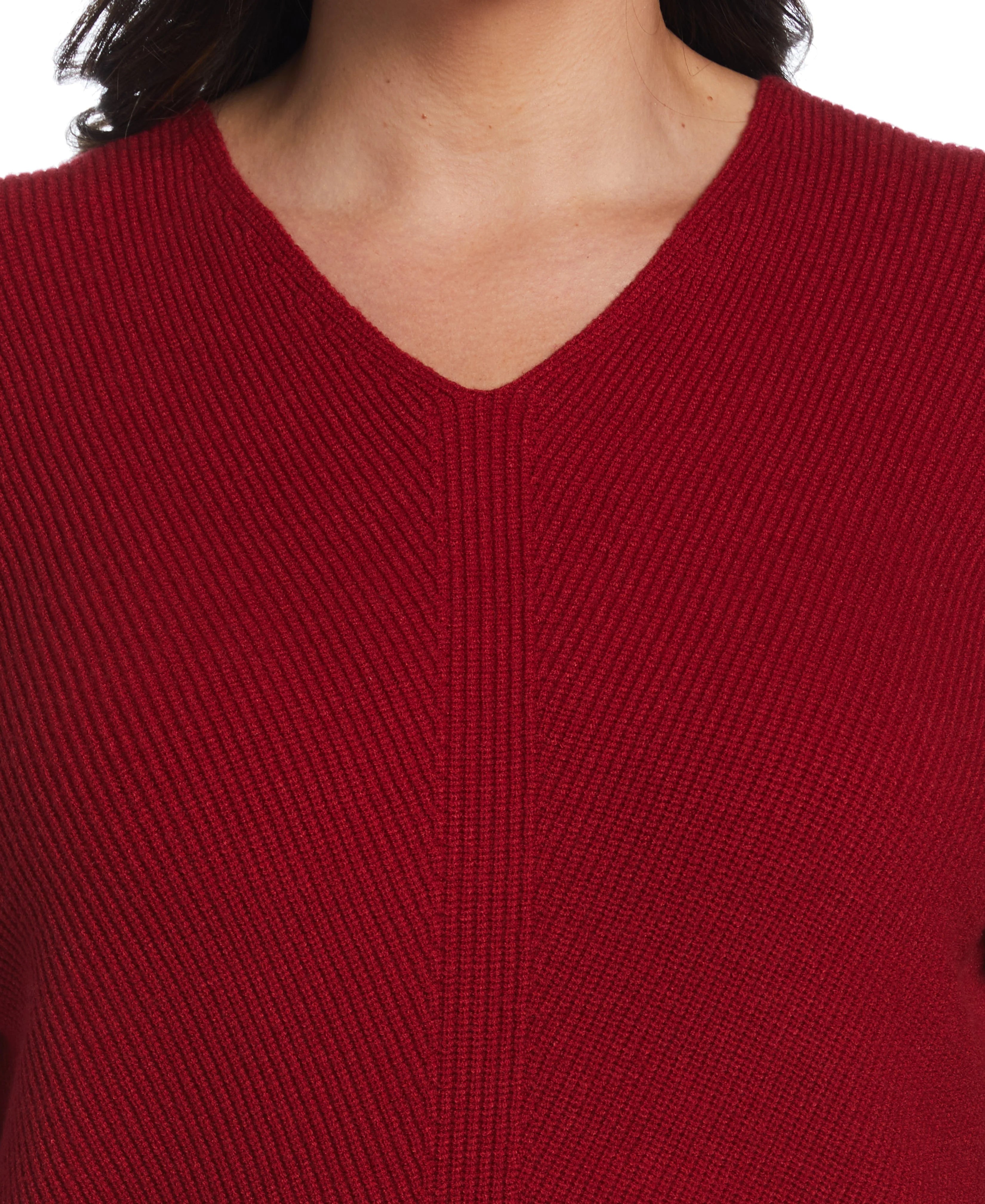 Plus Size Essential Ribbed V Neck Sweater