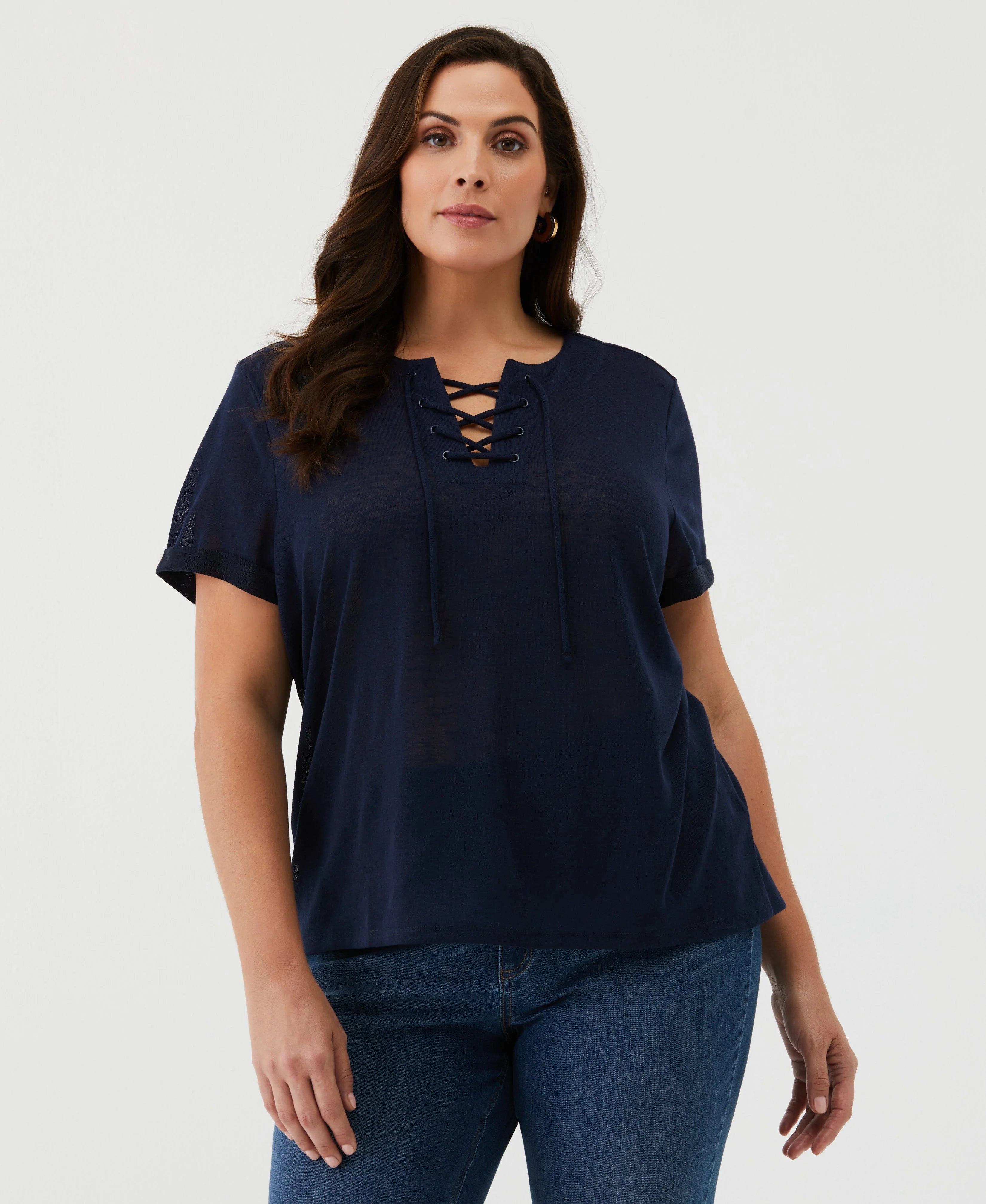 Plus Size Eco Lace Up Tee
