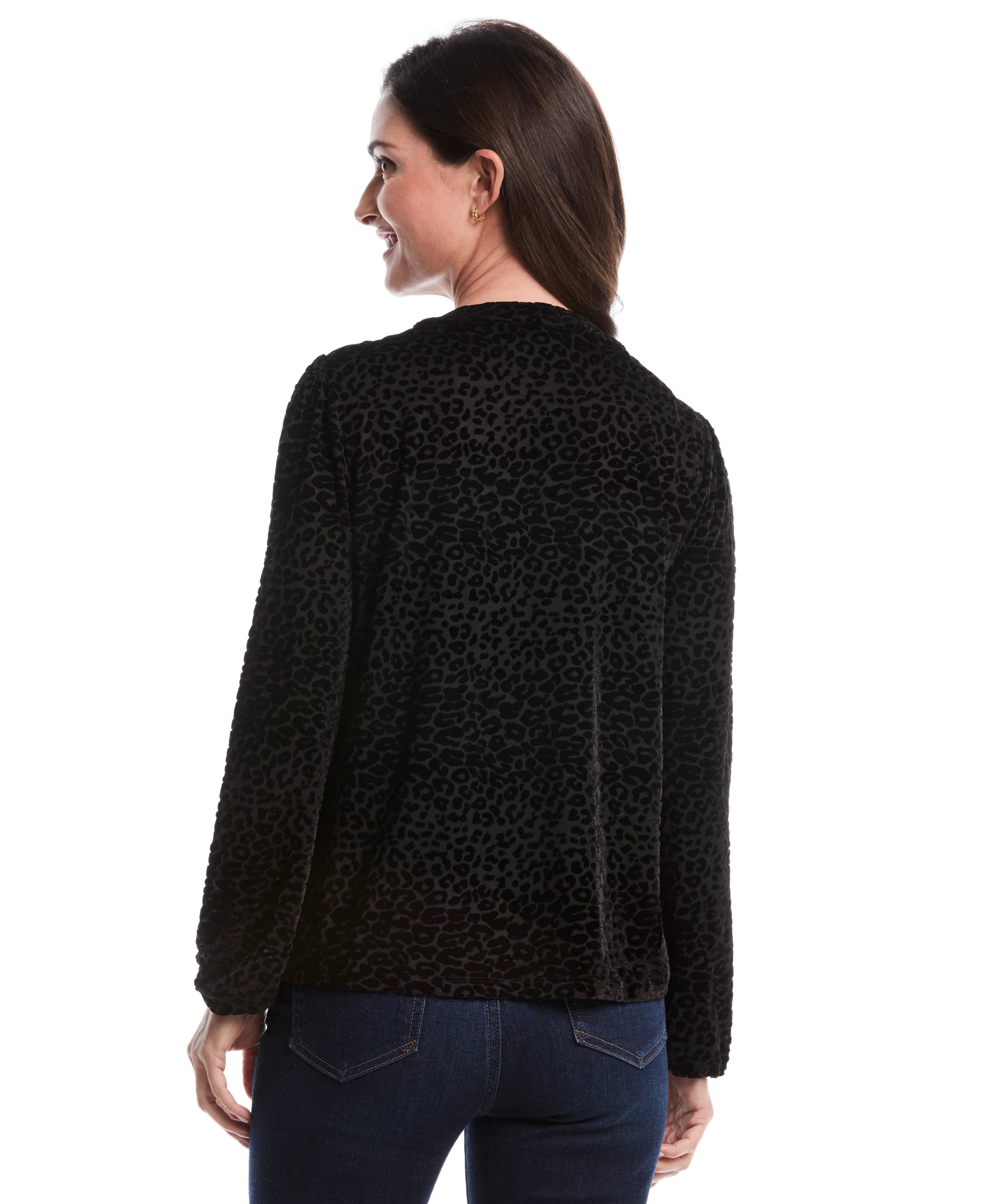 Cheetah Print Split Neck Popover Blouse