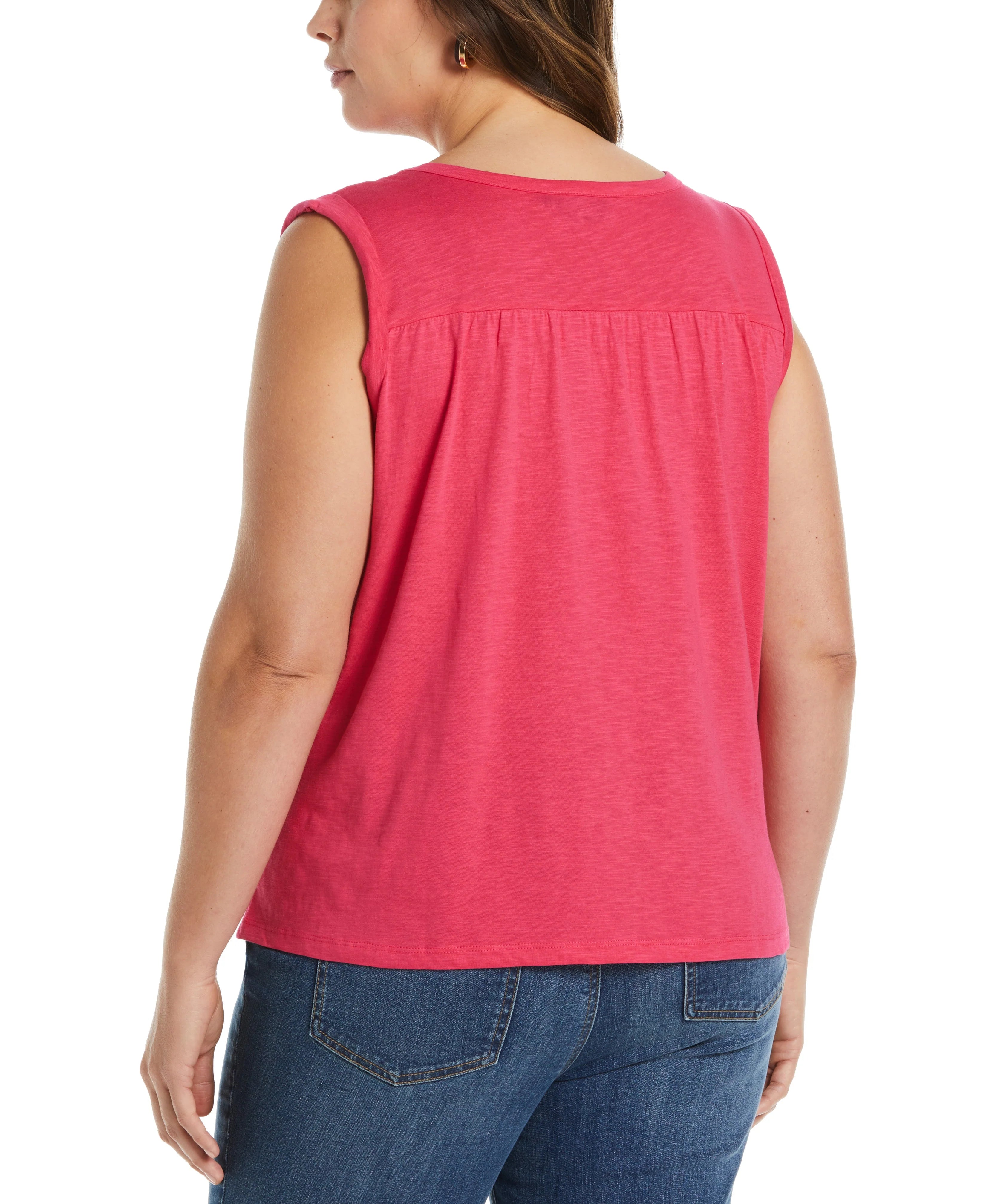 Plus Size Solid Smocked V neck Top