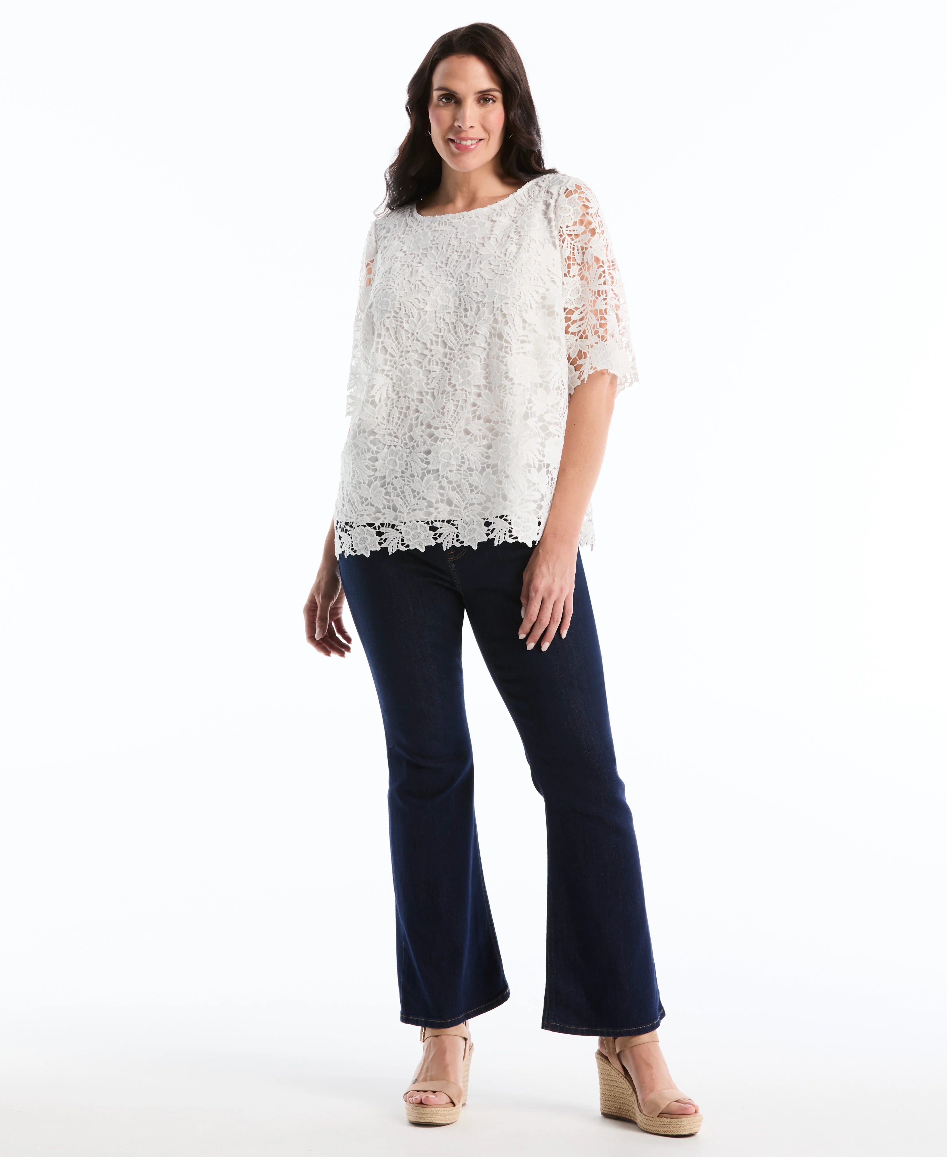 Plus Size Scalloped Lace Top