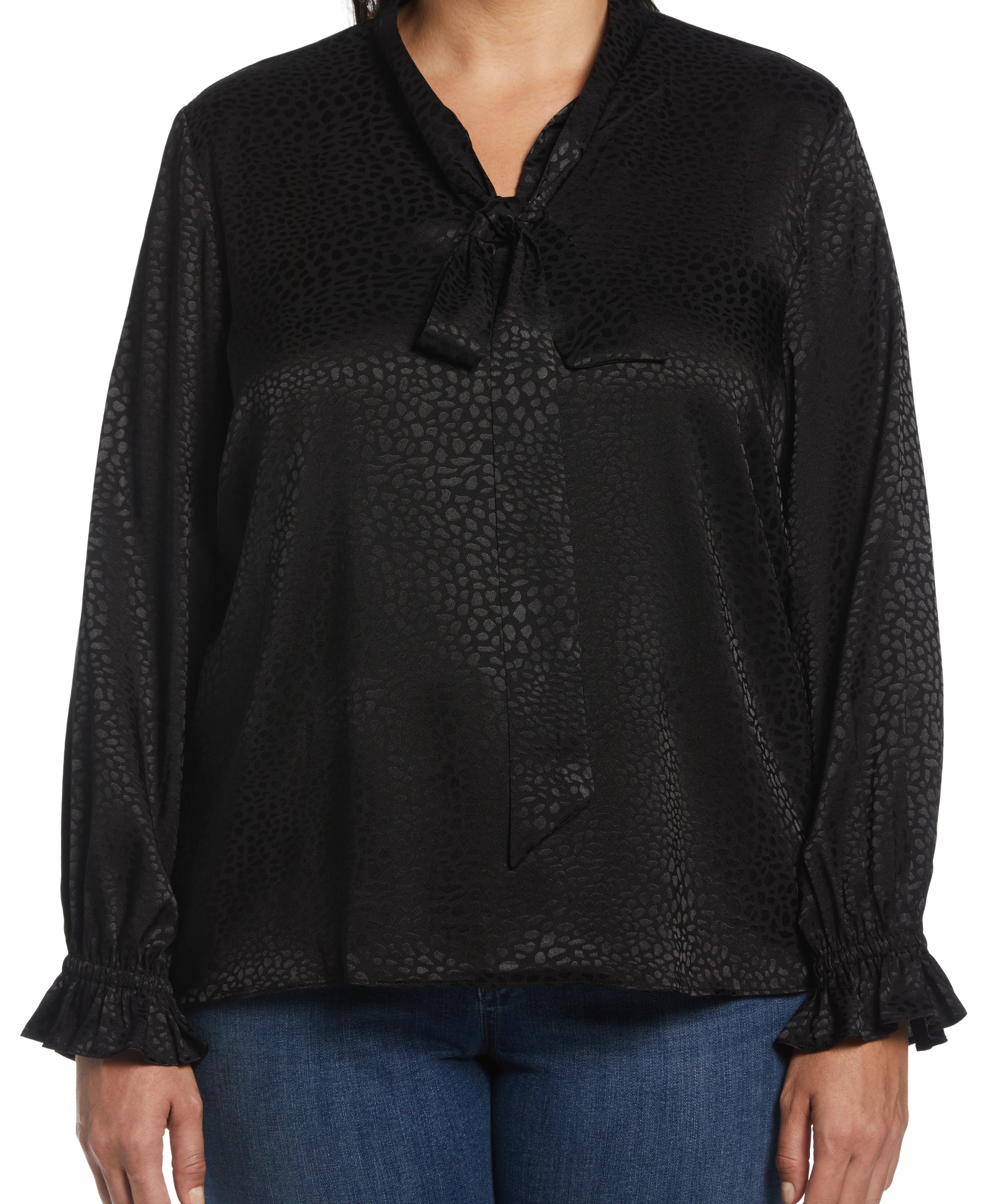 Plus Size Tie Front Blouse